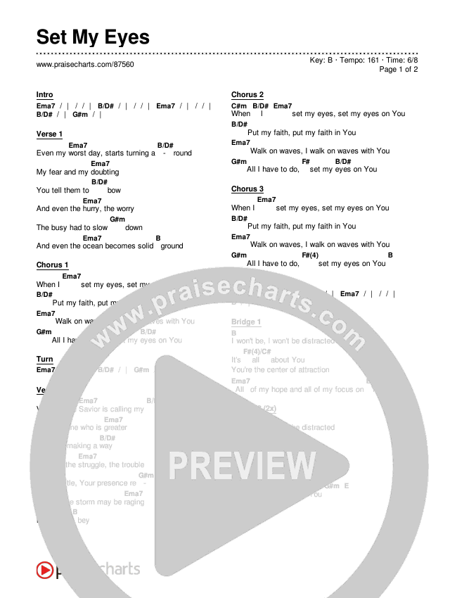 Set My Eyes Chords & Lyrics (Michael Bethany)