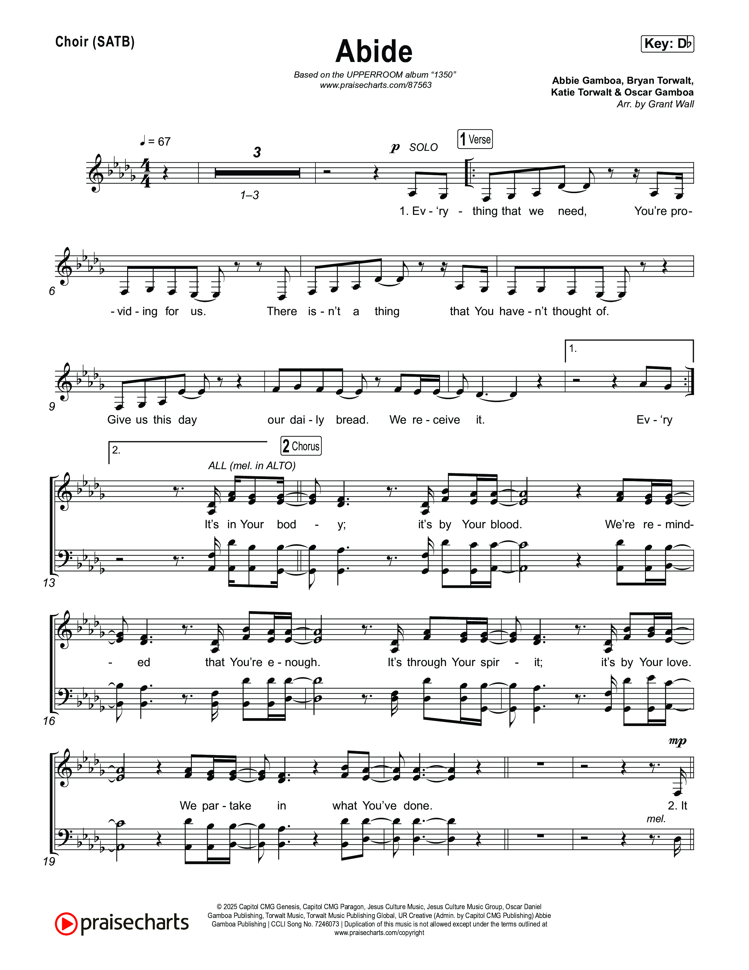 Abide Choir Sheet (SATB) (UPPERROOM)