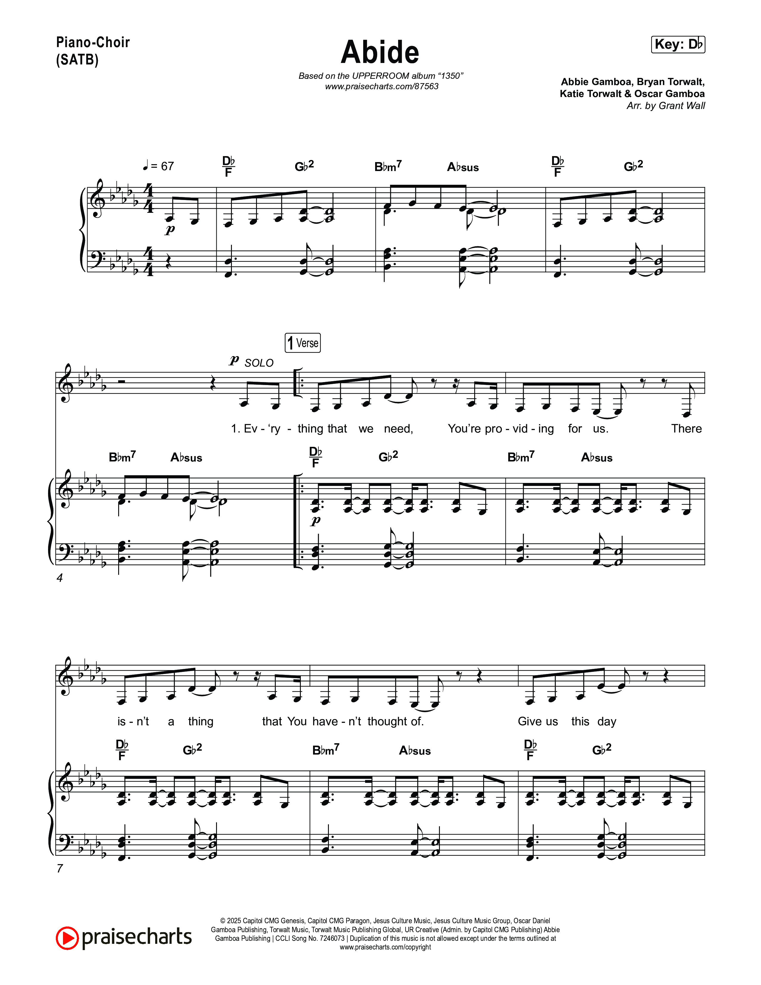 Abide Piano/Vocal Pack (UPPERROOM)