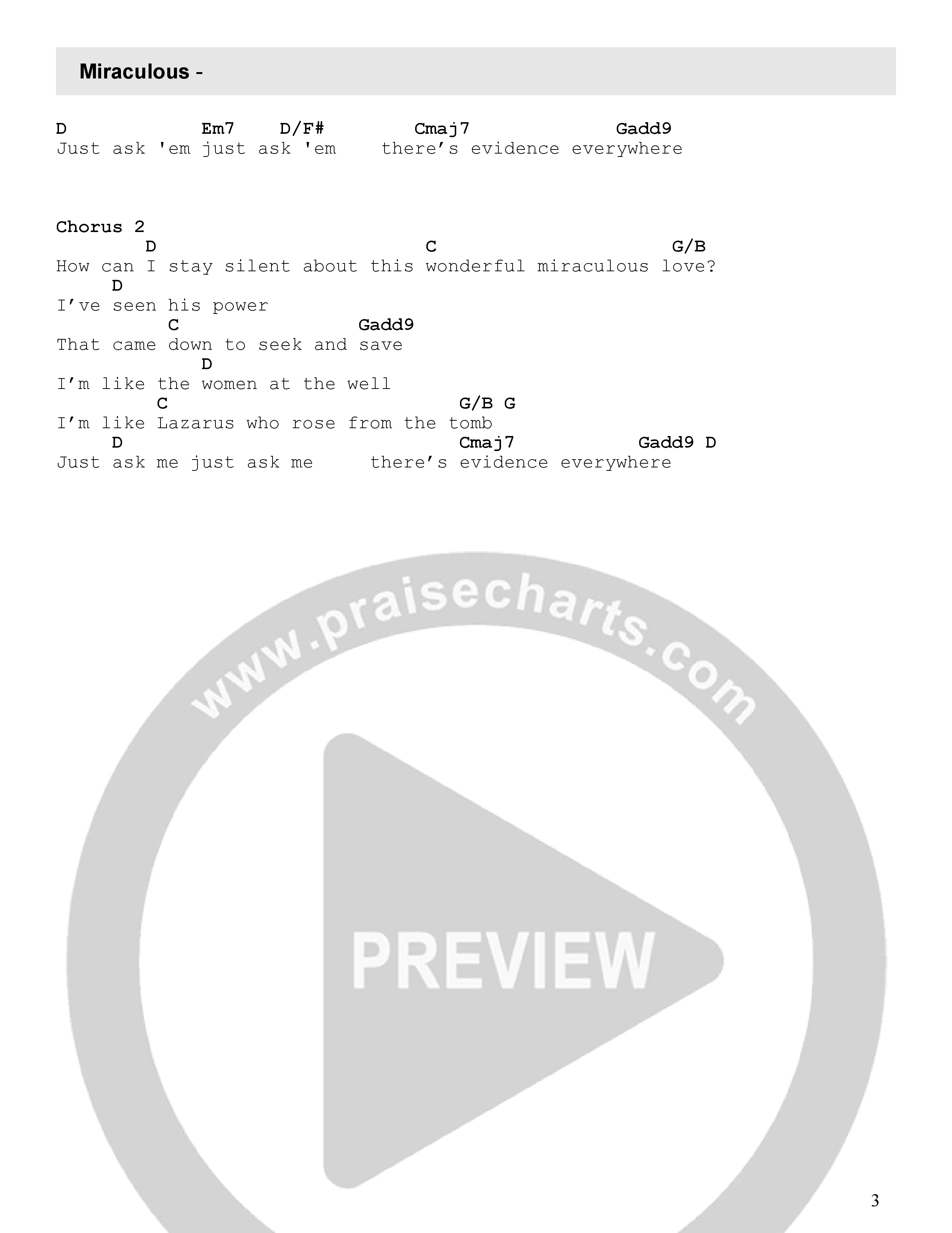 Miraculous (Live) Chord Chart (FC Music)