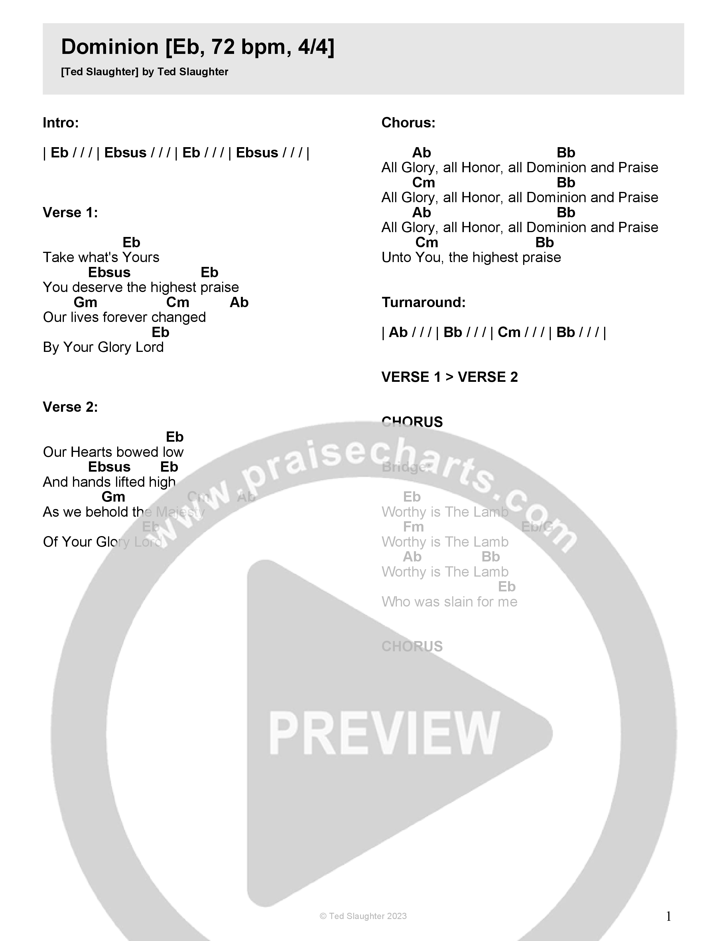 Dominion (Single Version) Chord Chart (FC Music)