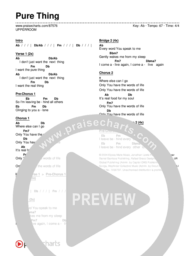 Pure Thing Chords & Lyrics (UPPERROOM)
