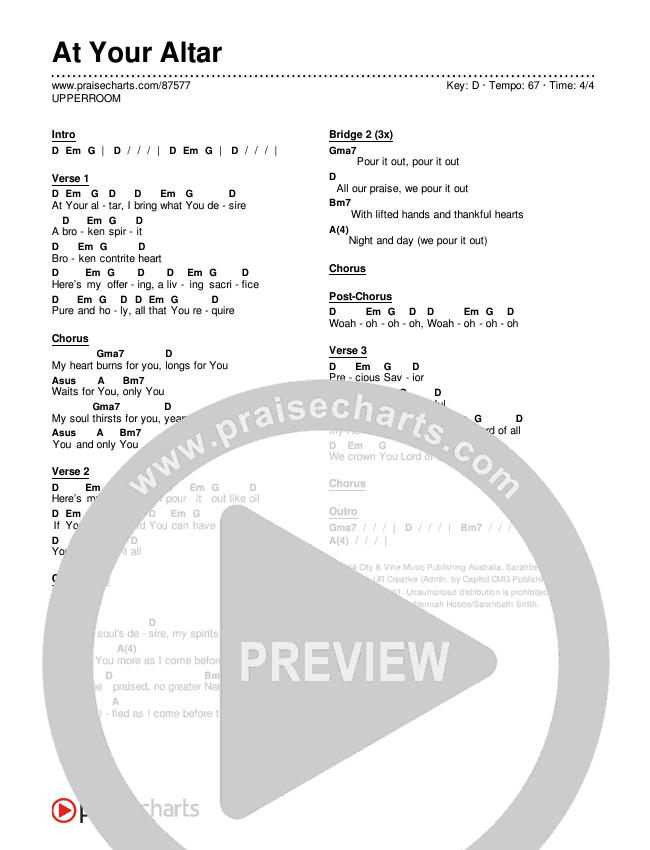 At Your Altar Chords & Lyrics (UPPERROOM)