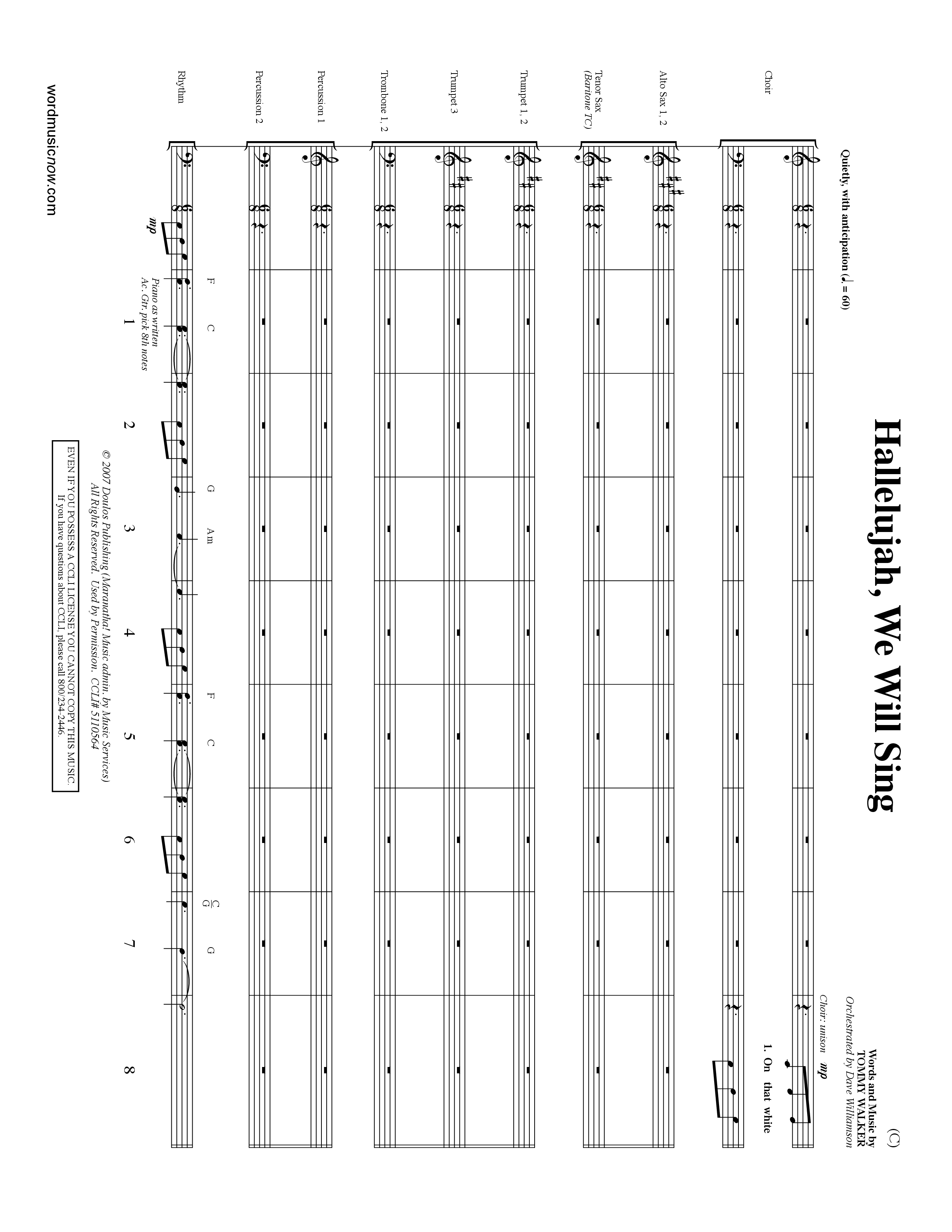 Hallelujah We Will Sing (Choral Anthem SATB) PraiseBand (incl. Brass) (Word Music Choral / Orch. Dave Williamson)