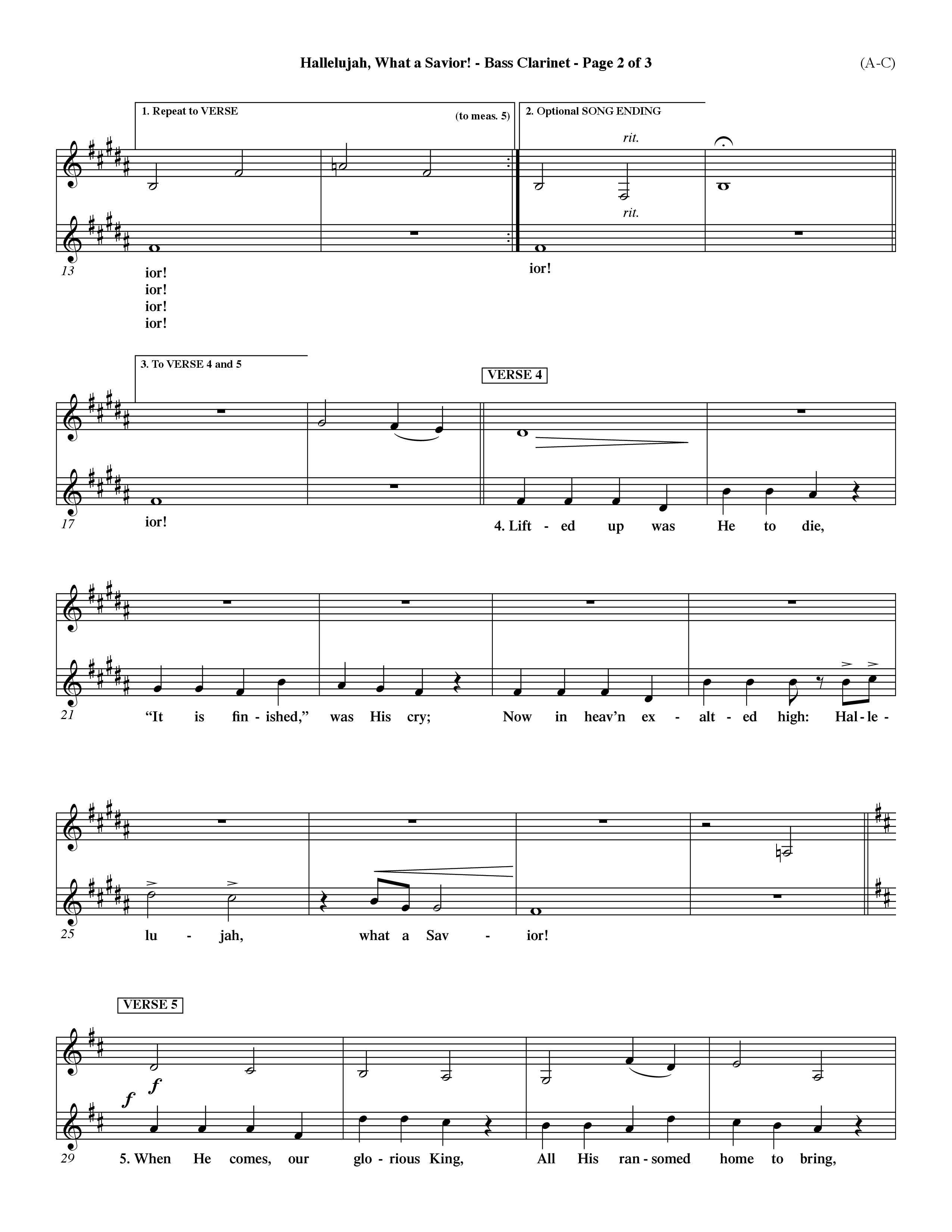 Hallelujah What A Savior (Choral Anthem SATB) Bass Clarinet (Word Music Choral / Arr. John Coates / Orch. Dave Williamson / Orch. Rob Thomas)
