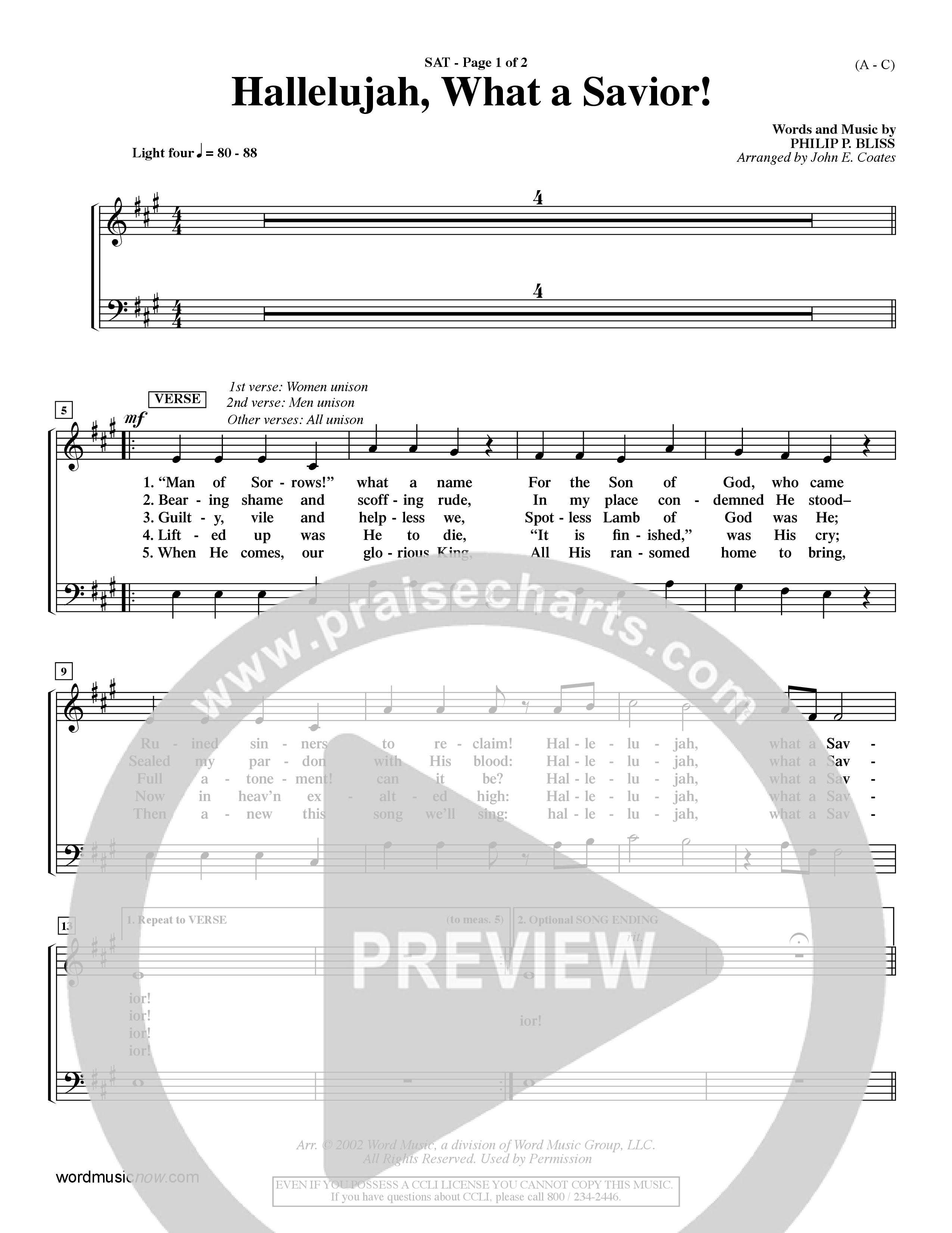 Hallelujah What A Savior (Choral Anthem SATB) Choir Sheet (SATB) (Word Music Choral / Arr. John Coates / Orch. Dave Williamson / Orch. Rob Thomas)