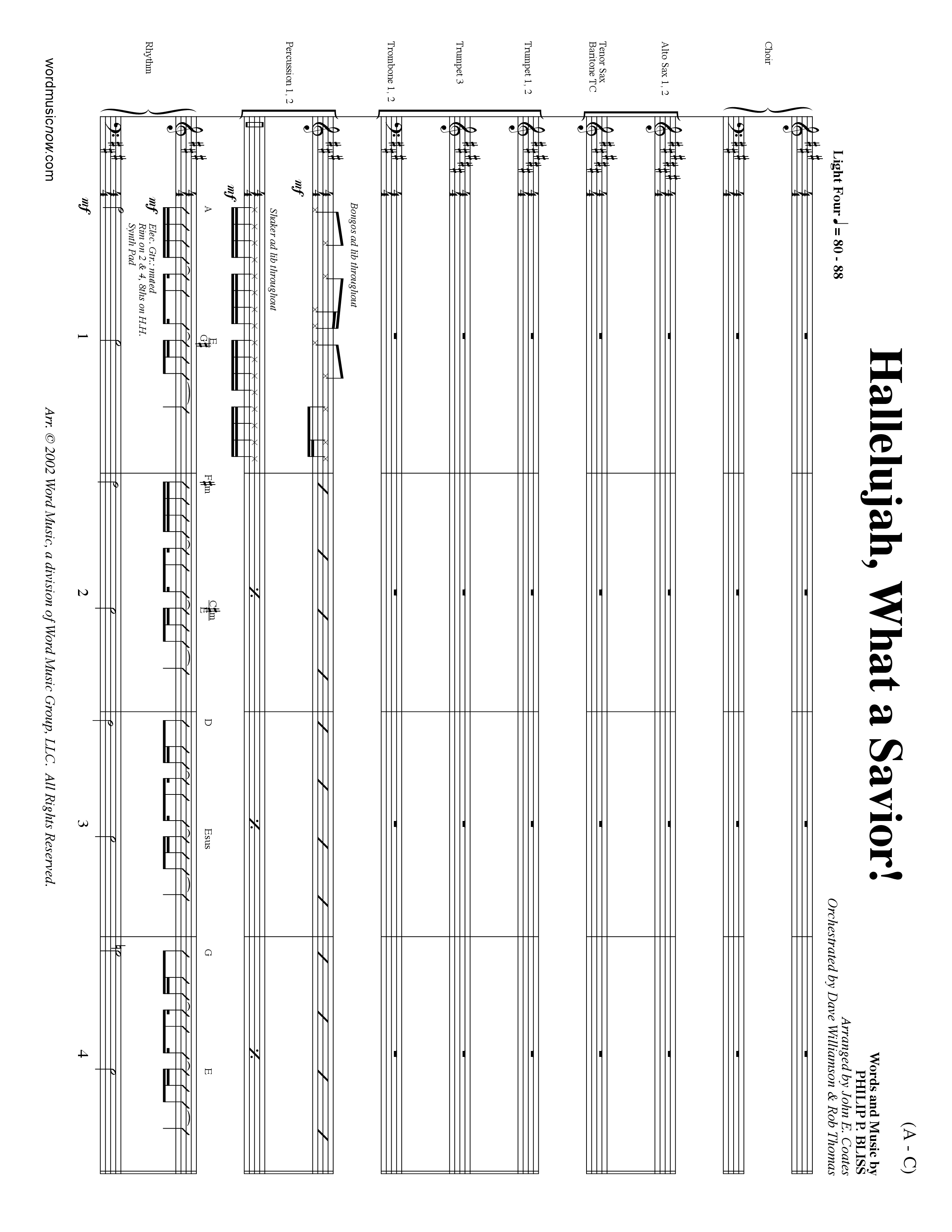 Hallelujah What A Savior (Choral Anthem SATB) Conductor's Score (Word Music Choral / Arr. John Coates / Orch. Dave Williamson / Orch. Rob Thomas)