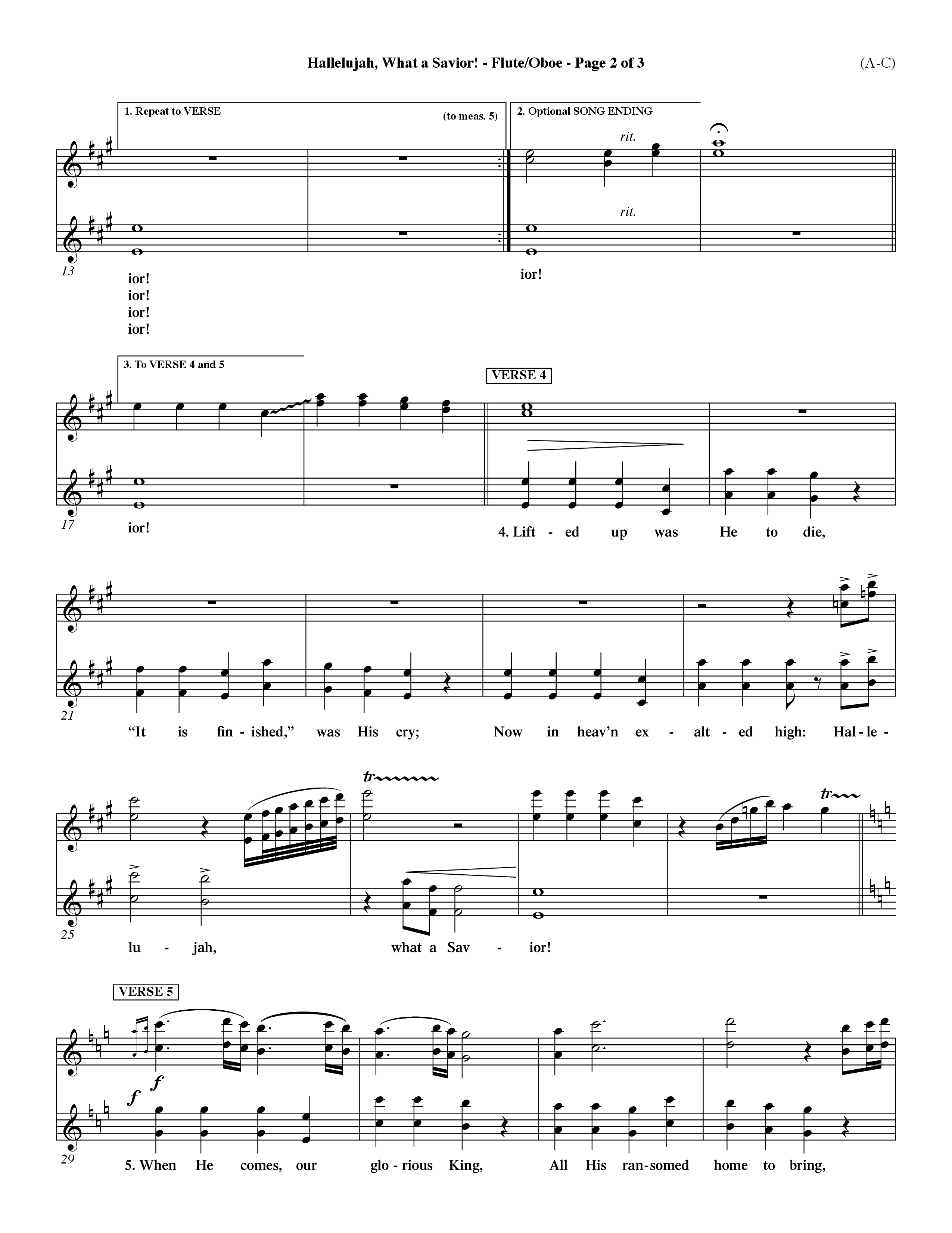 Hallelujah What A Savior (Choral Anthem SATB) Flute/Oboe (Word Music Choral / Arr. John Coates / Orch. Dave Williamson / Orch. Rob Thomas)