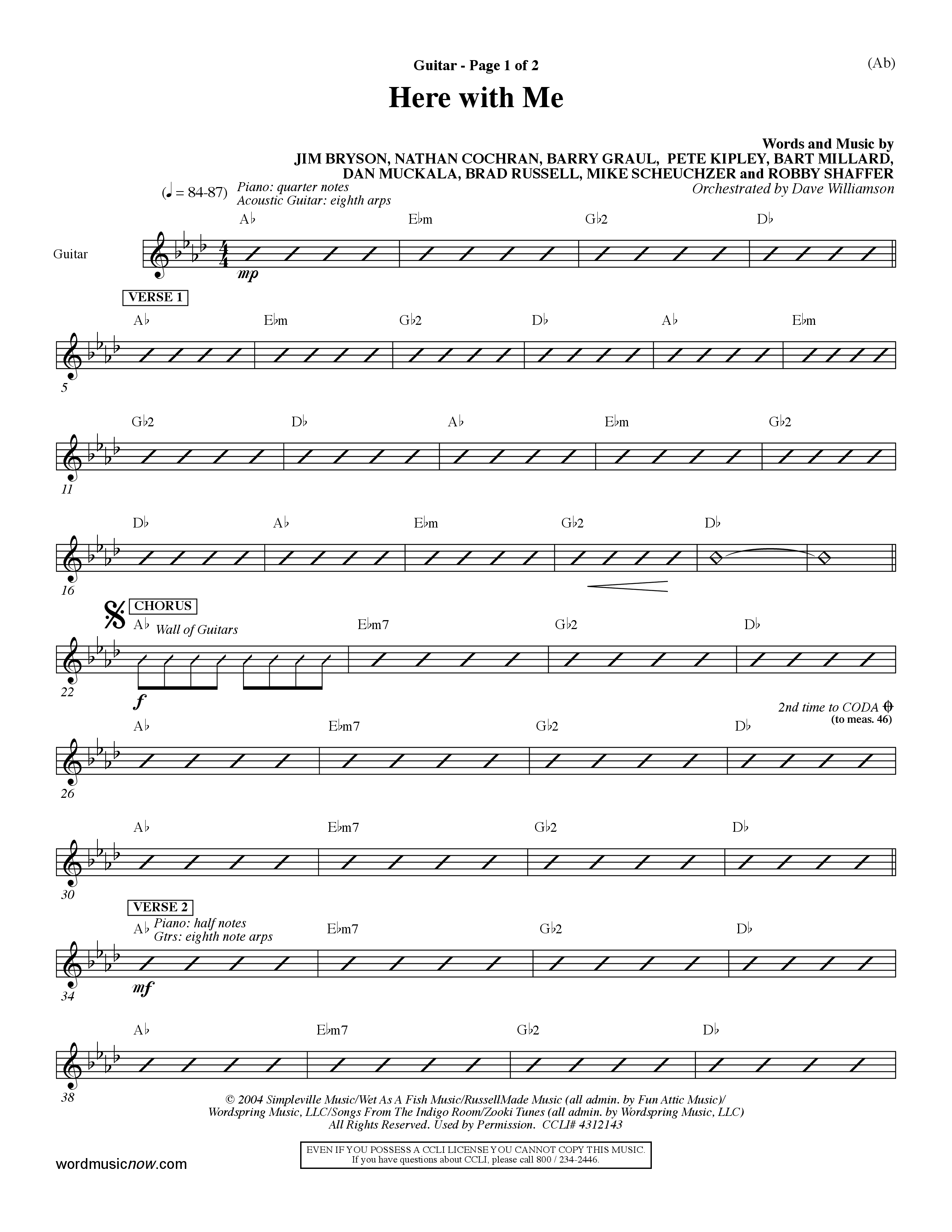 Here With Me (Choral Anthem SATB) Acoustic Guitar (Word Music Choral / Orch. Dave Williamson)