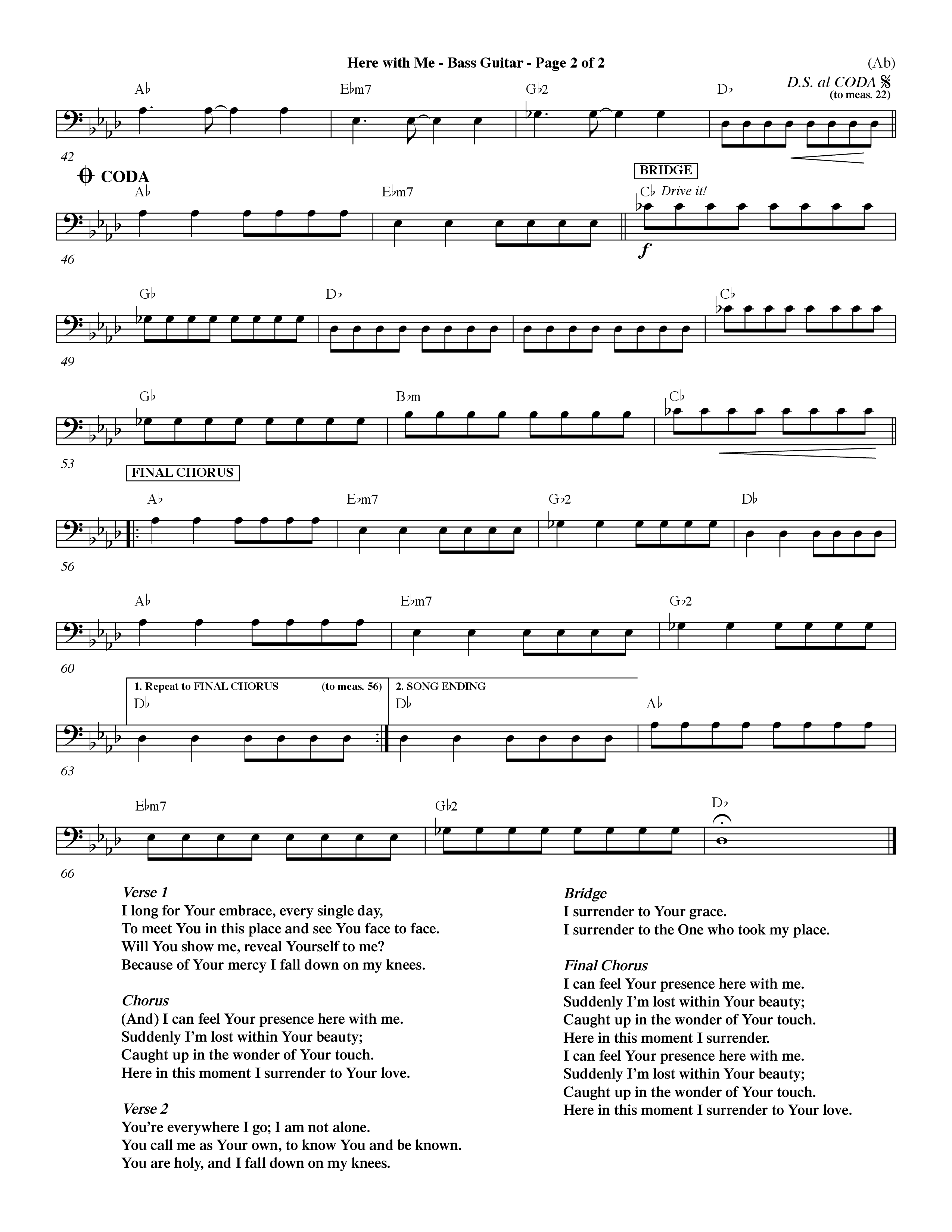 Here With Me (Choral Anthem SATB) Bass Guitar (Word Music Choral / Orch. Dave Williamson)
