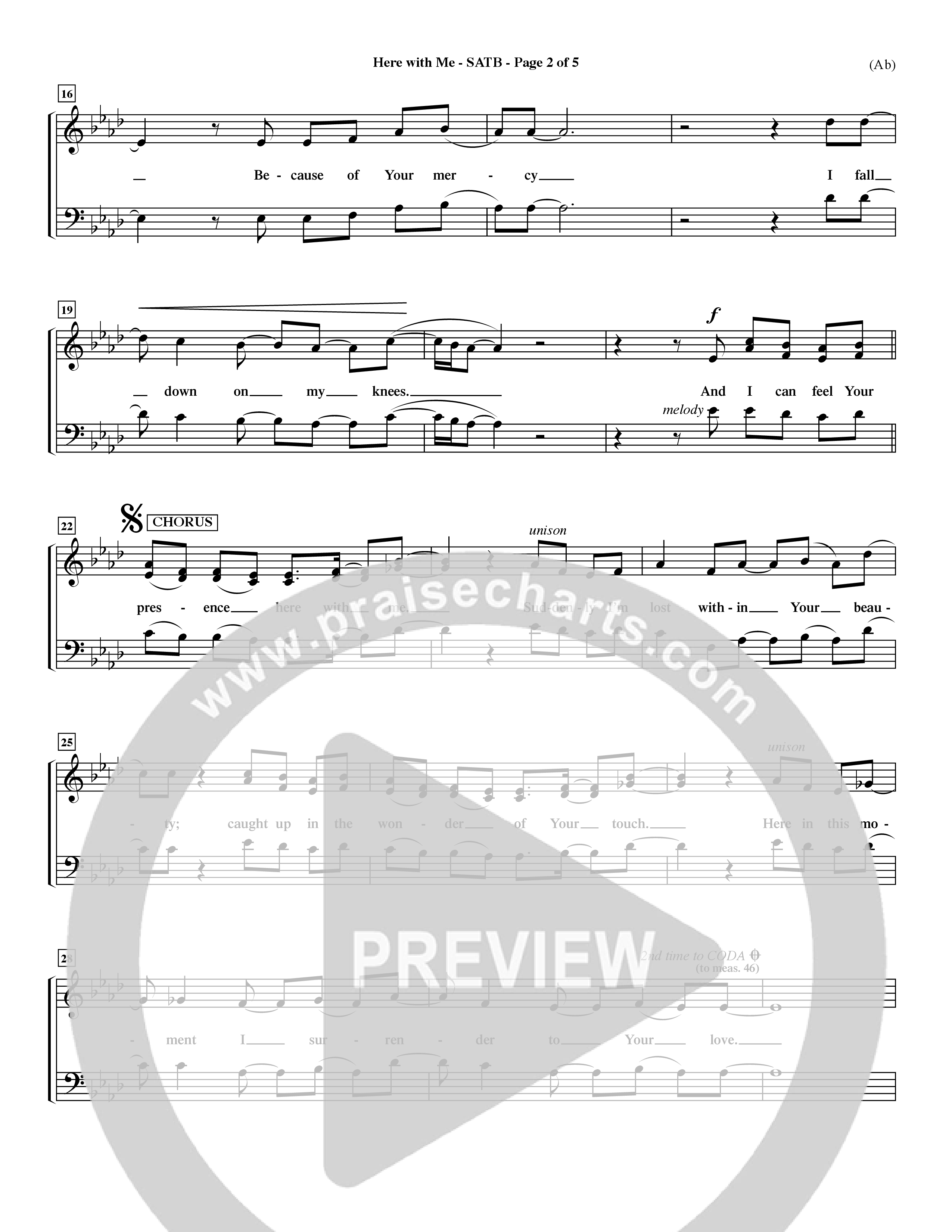 Here With Me (Choral Anthem SATB) Choir Sheet (SATB) (Word Music Choral / Orch. Dave Williamson)