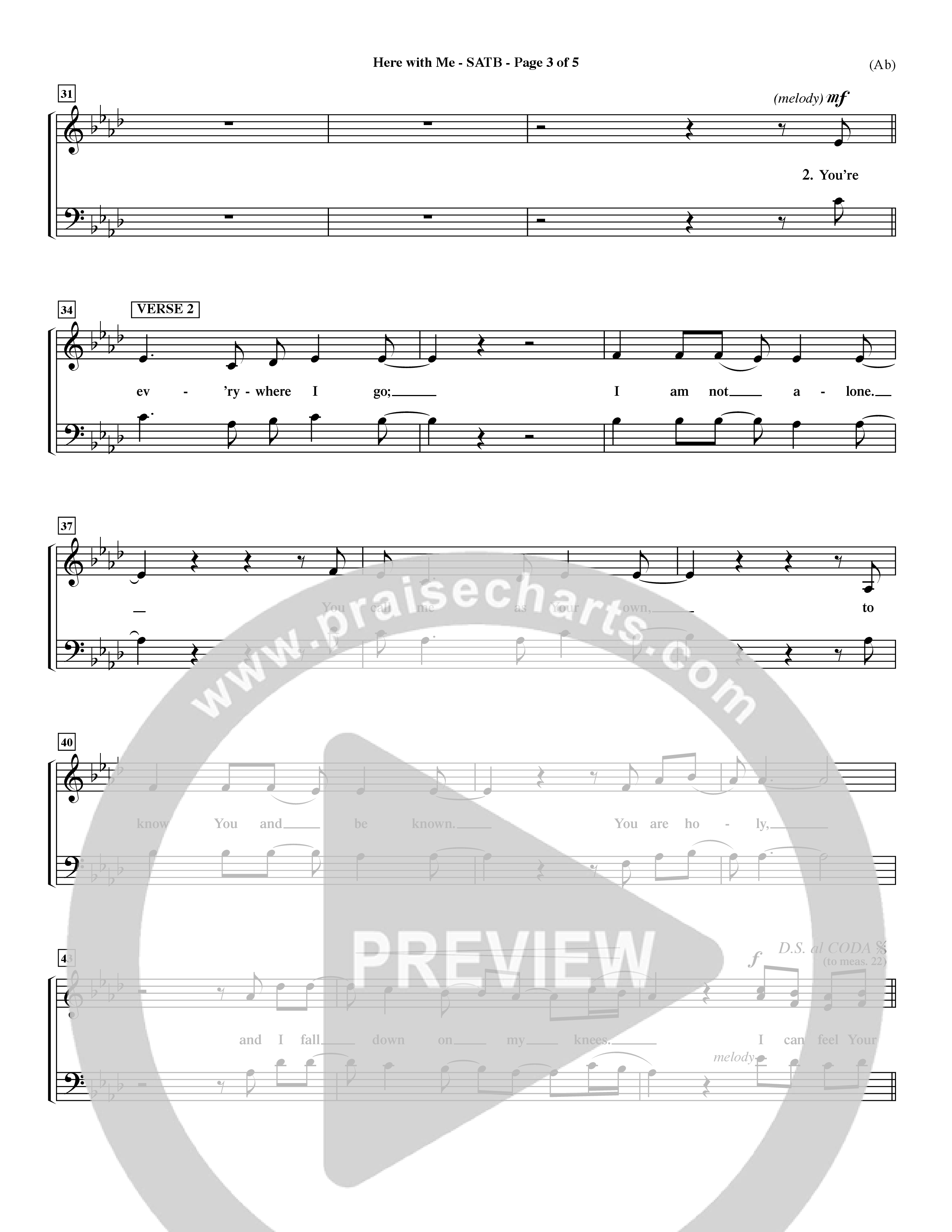 Here With Me (Choral Anthem SATB) Choir Sheet (SATB) (Word Music Choral / Orch. Dave Williamson)