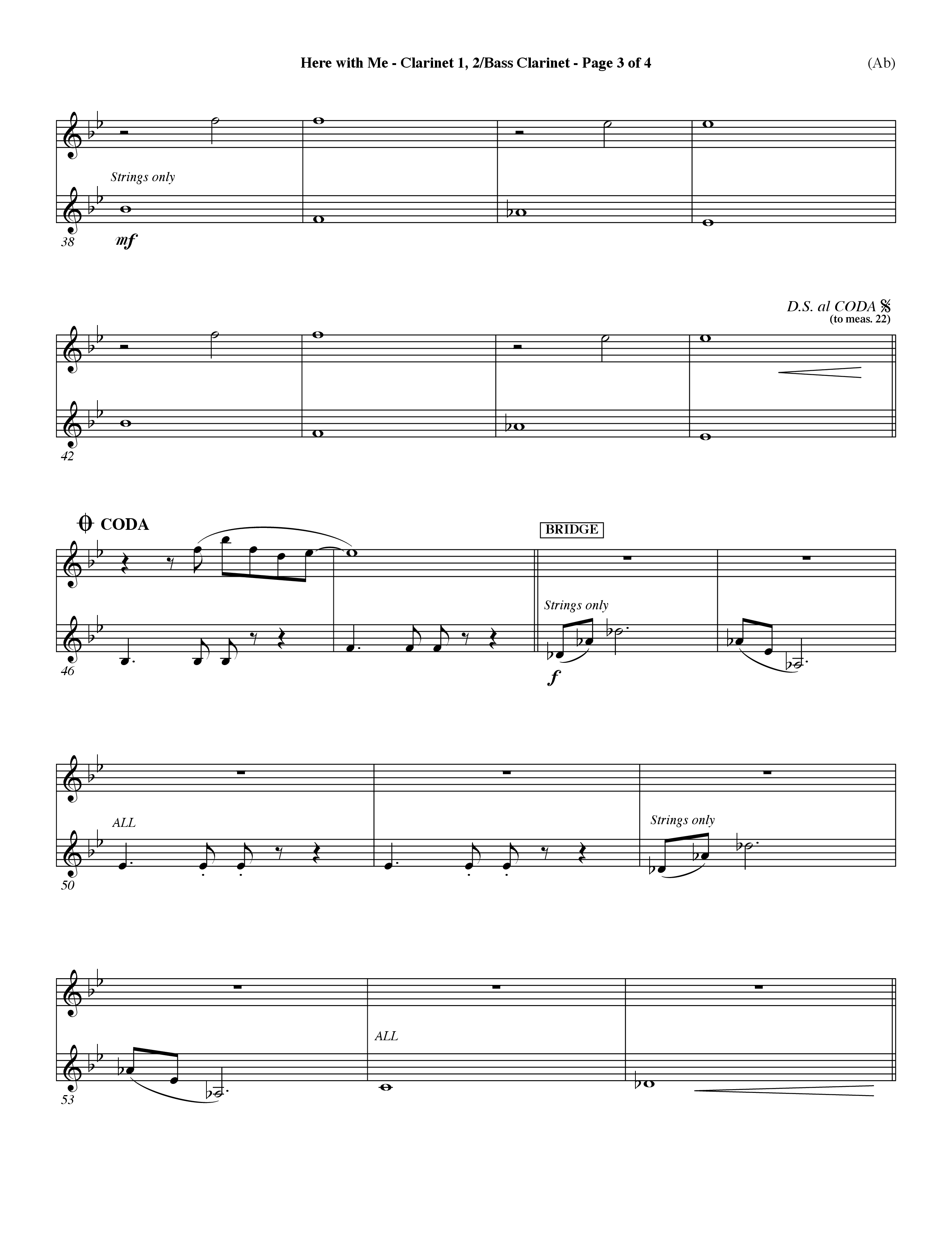 Here With Me (Choral Anthem SATB) Clarinet 1/2, Bass Clarinet (Word Music Choral / Orch. Dave Williamson)