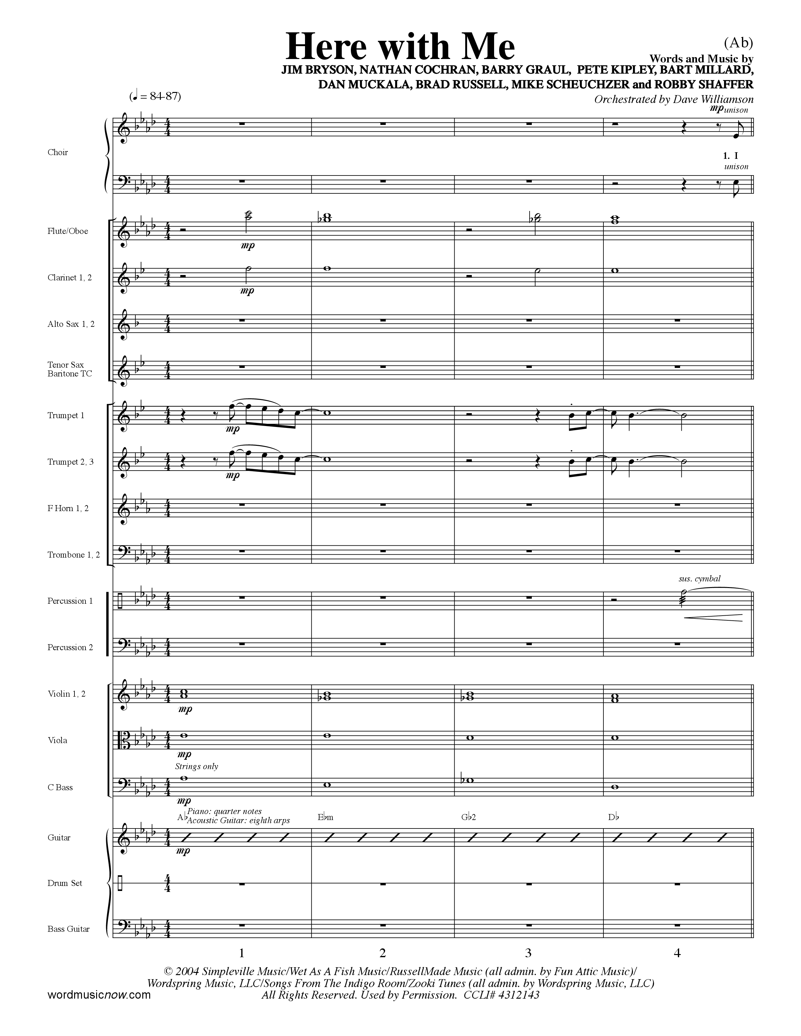 Here With Me (Choral Anthem SATB) Conductor's Score (Word Music Choral / Orch. Dave Williamson)