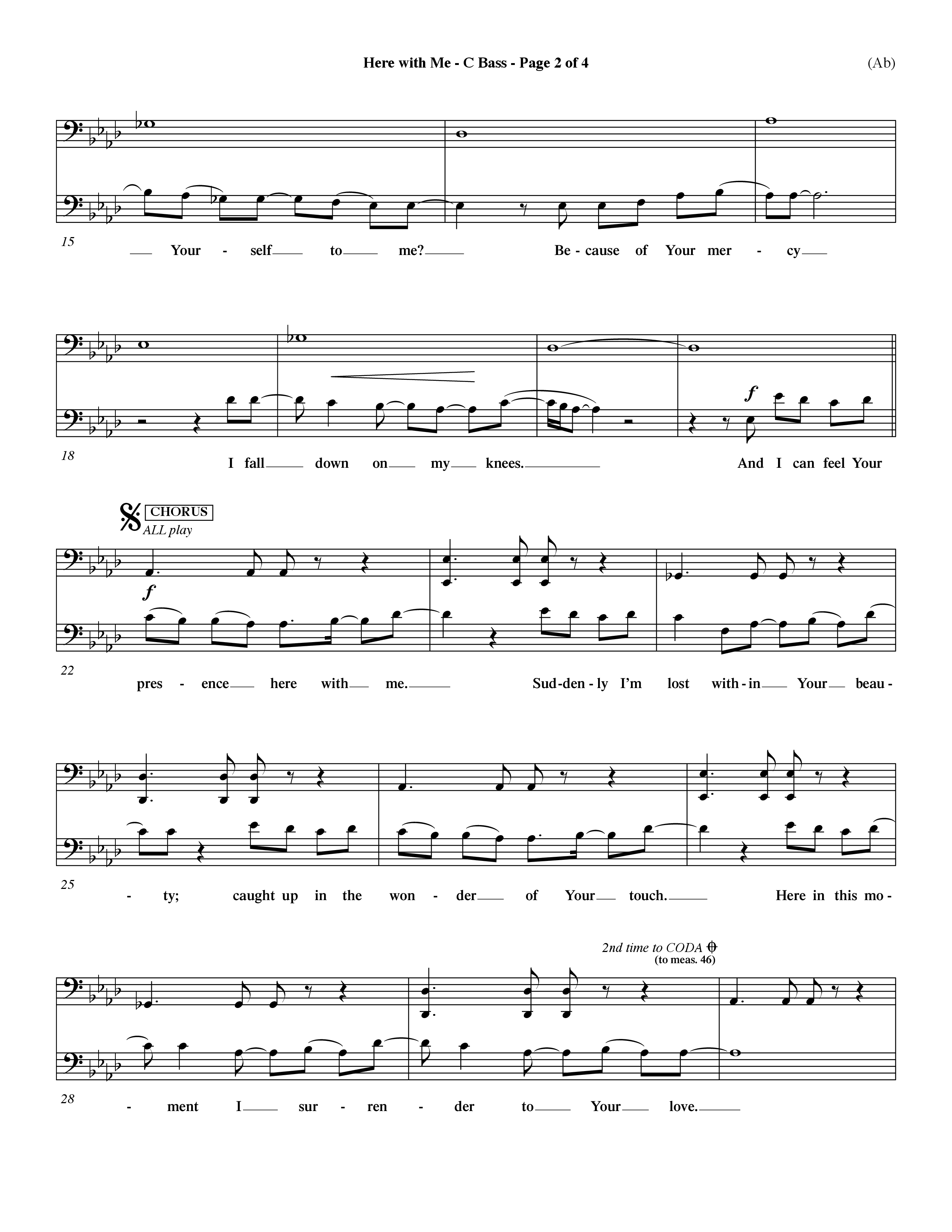 Here With Me (Choral Anthem SATB) Contrabass (Word Music Choral / Orch. Dave Williamson)