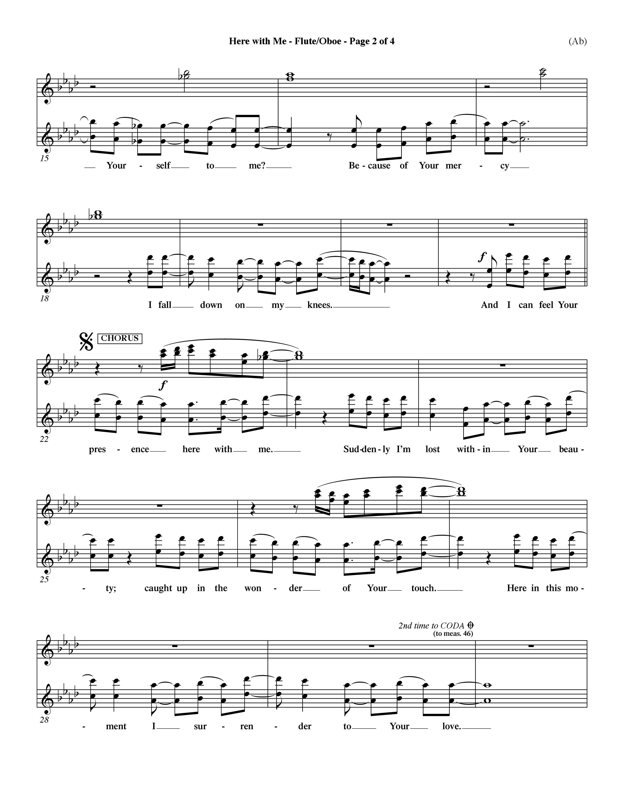 Here With Me (Choral Anthem SATB) Flute/Oboe (Word Music Choral / Orch. Dave Williamson)