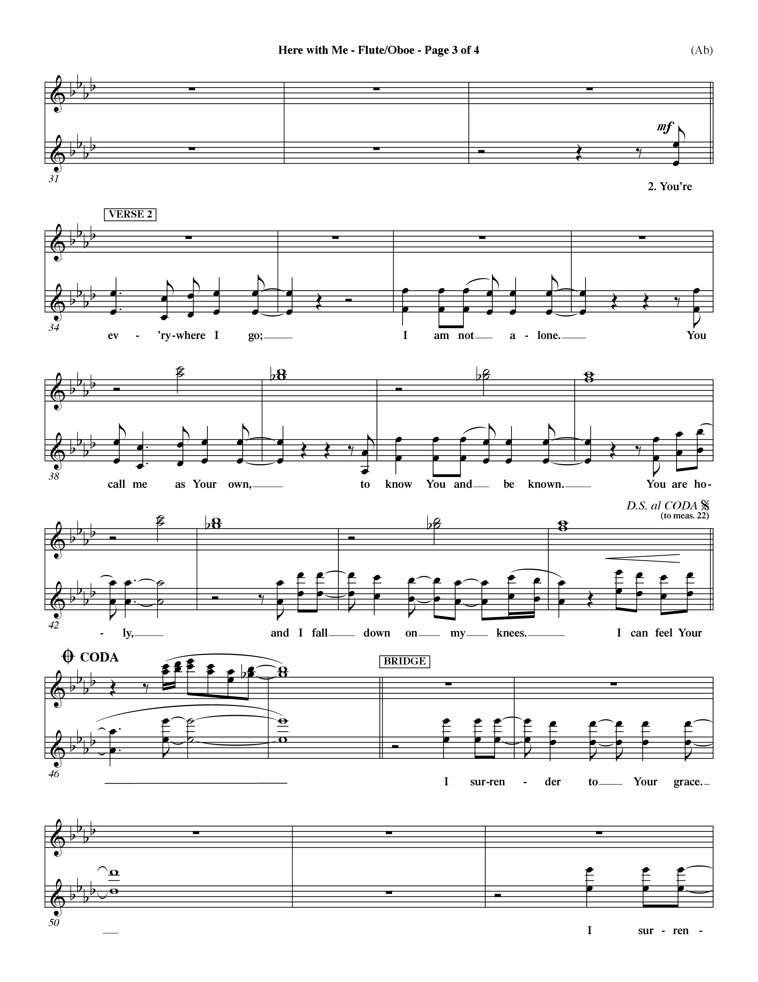 Here With Me (Choral Anthem SATB) Flute/Oboe (Word Music Choral / Orch. Dave Williamson)
