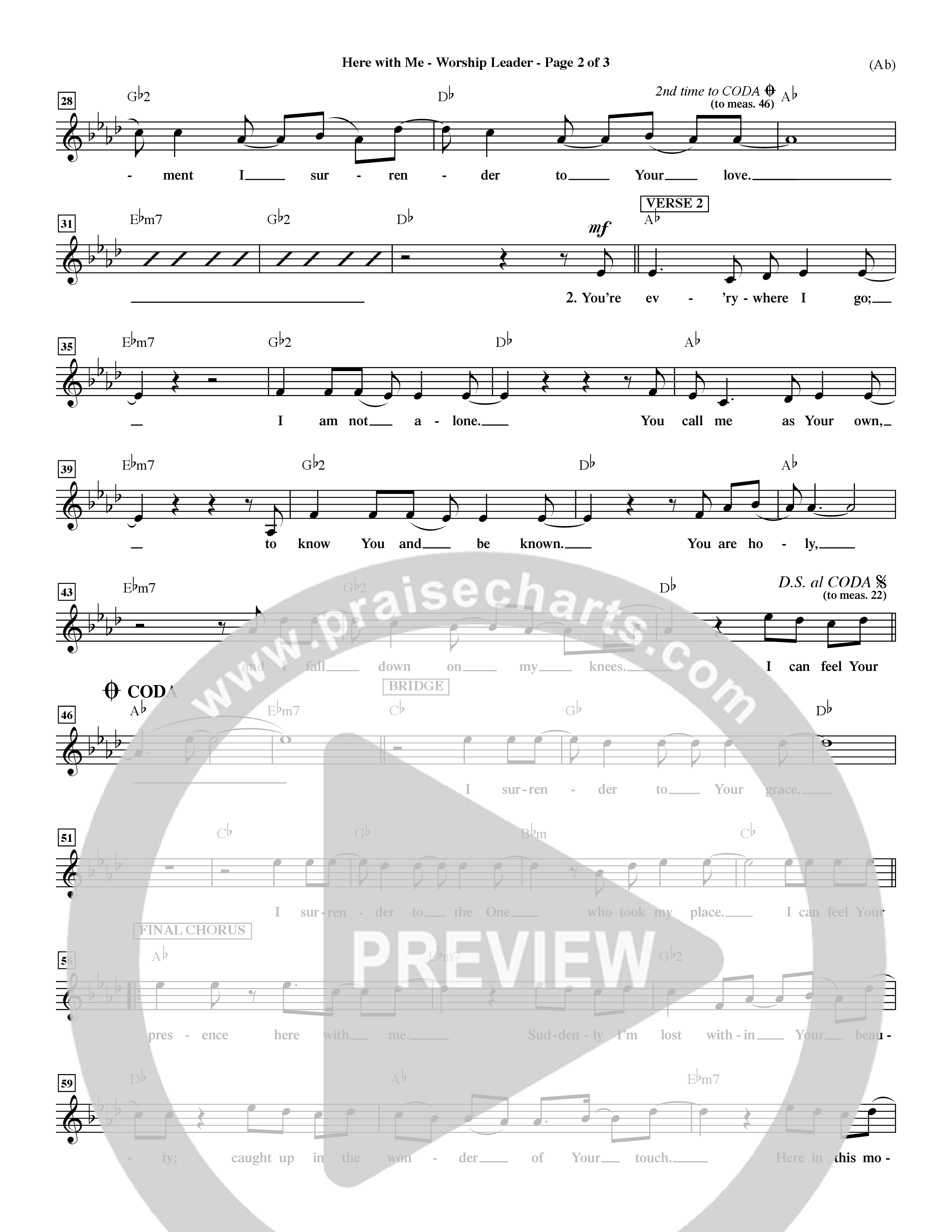 Here With Me (Choral Anthem SATB) Lead Sheet (Mel) (Word Music Choral / Orch. Dave Williamson)