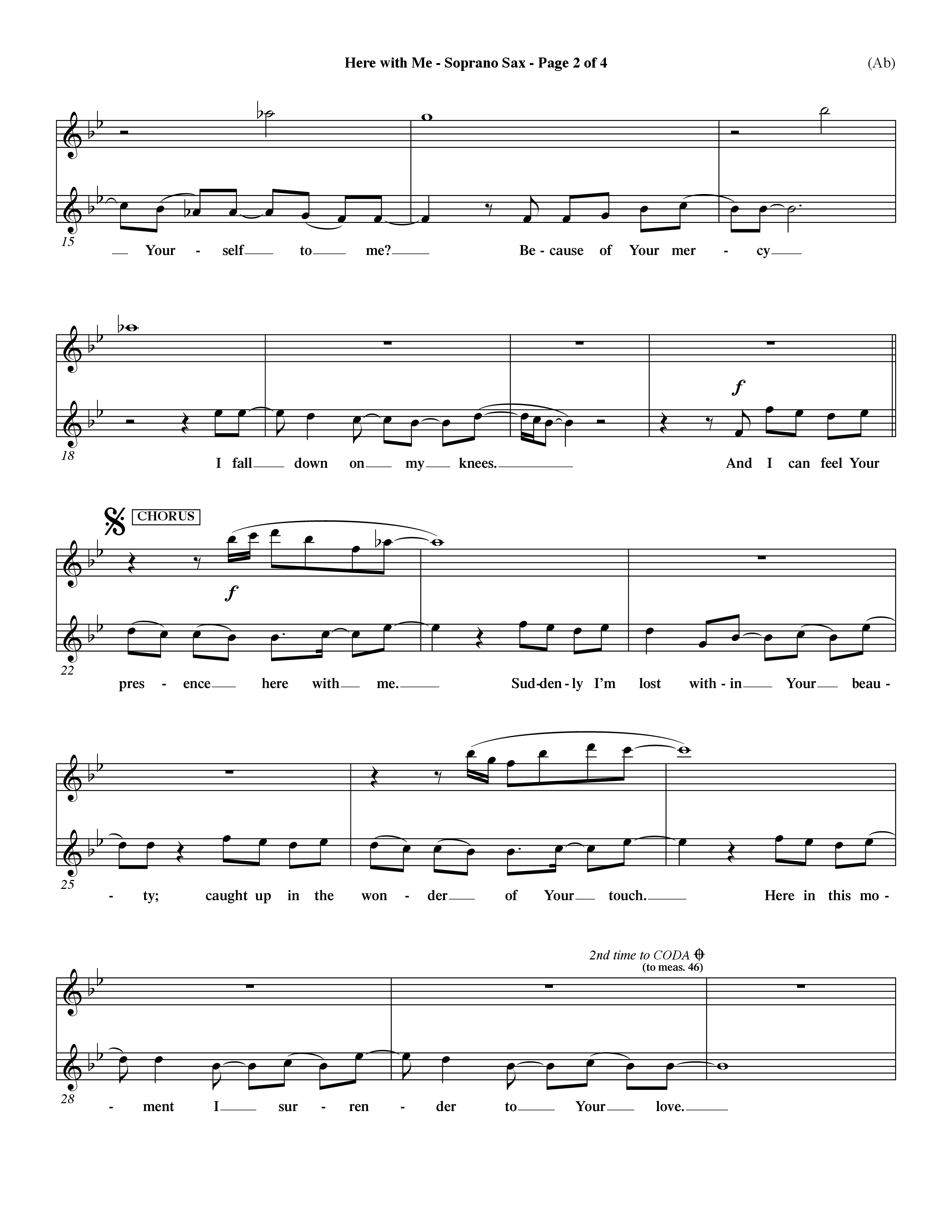Here With Me (Choral Anthem SATB) Saxophone (Word Music Choral / Orch. Dave Williamson)