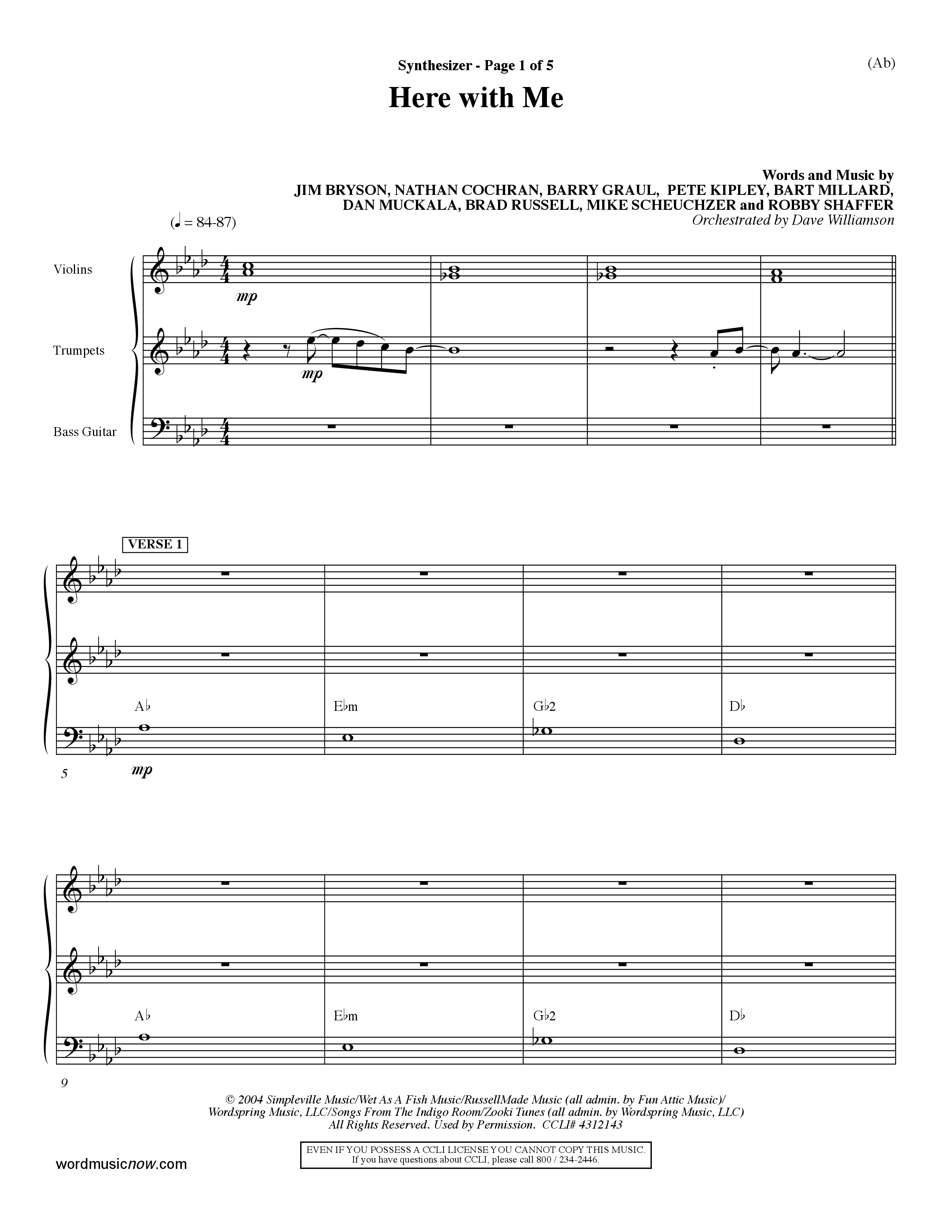 Here With Me (Choral Anthem SATB) Synth (Word Music Choral / Orch. Dave Williamson)