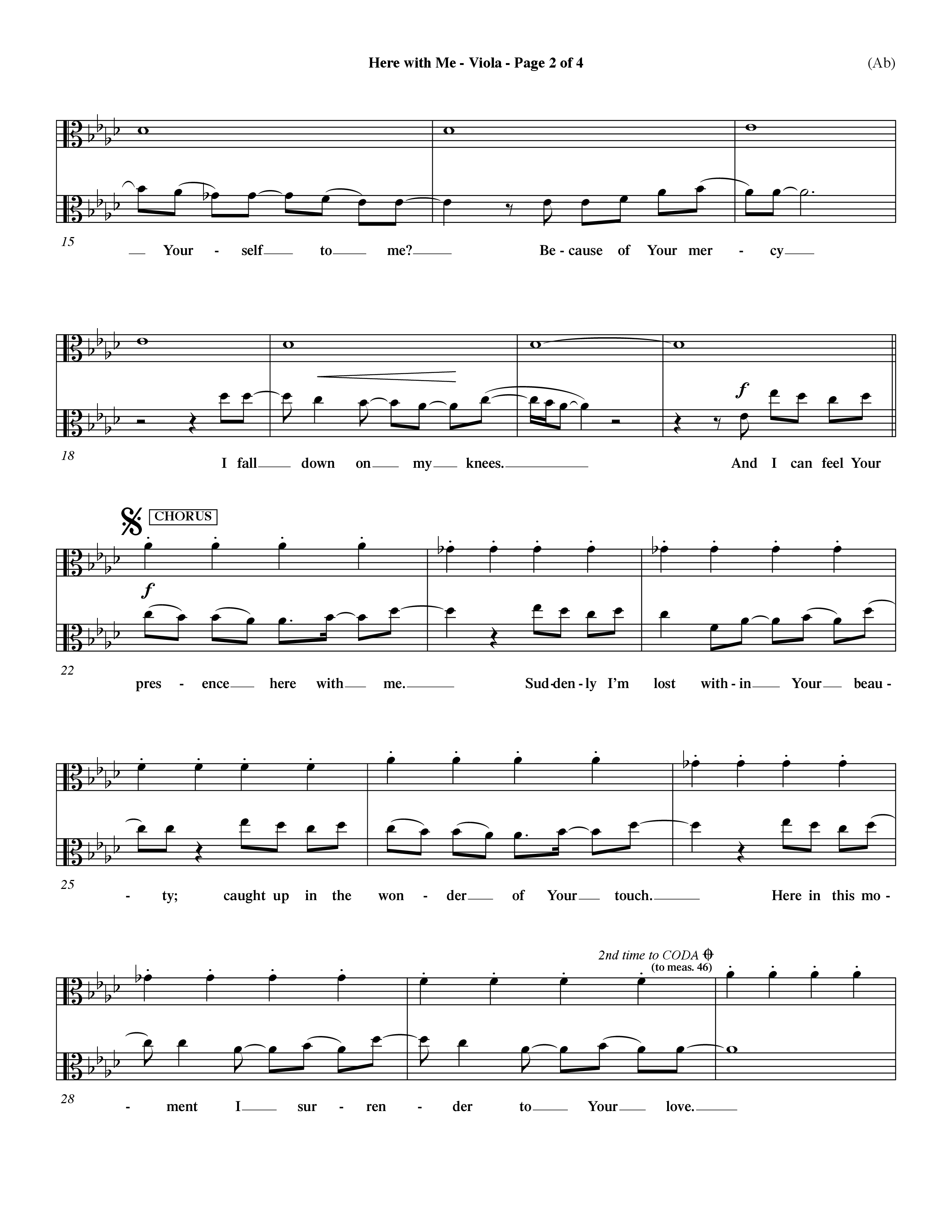 Here With Me (Choral Anthem SATB) Viola (Word Music Choral / Orch. Dave Williamson)