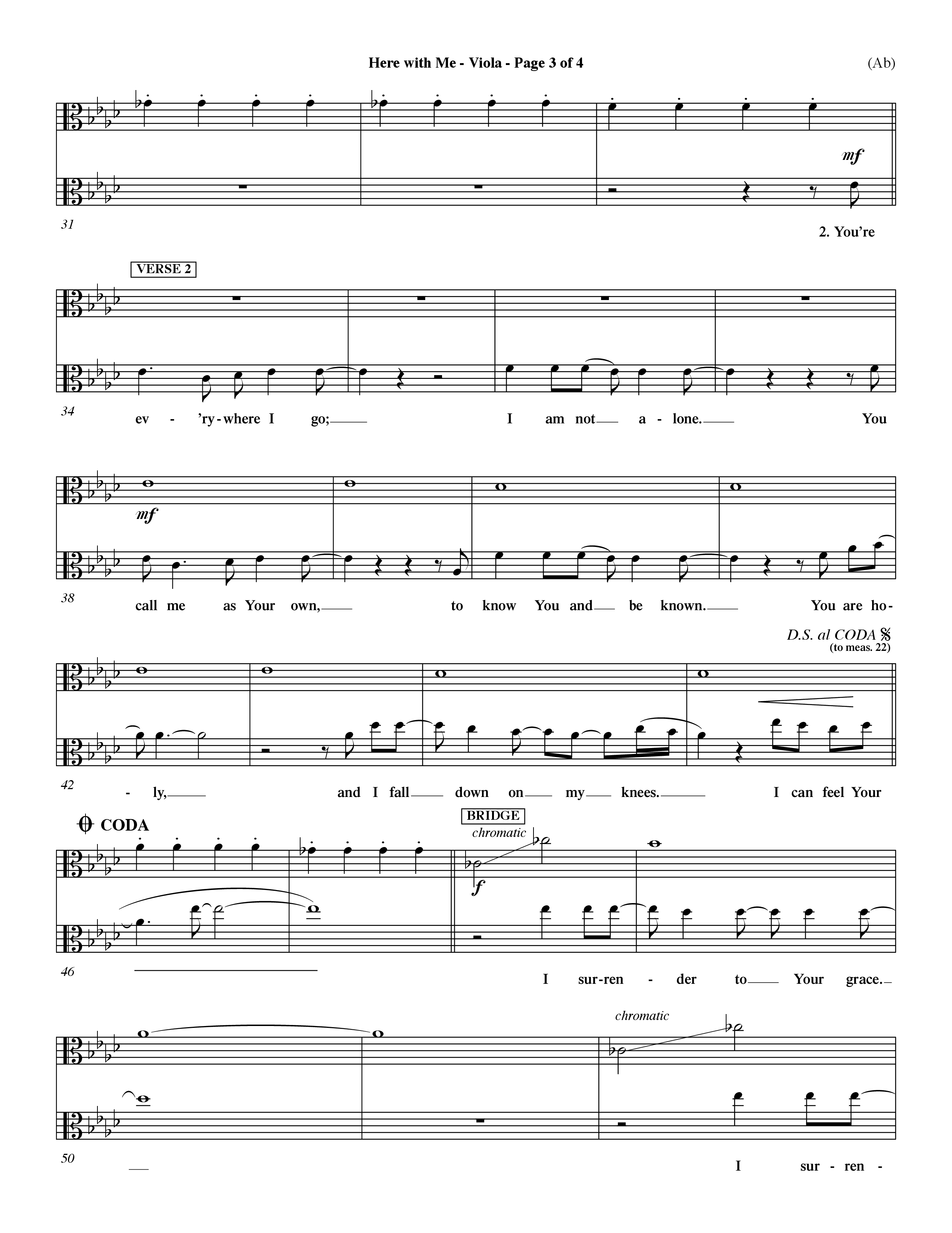 Here With Me (Choral Anthem SATB) Viola (Word Music Choral / Orch. Dave Williamson)