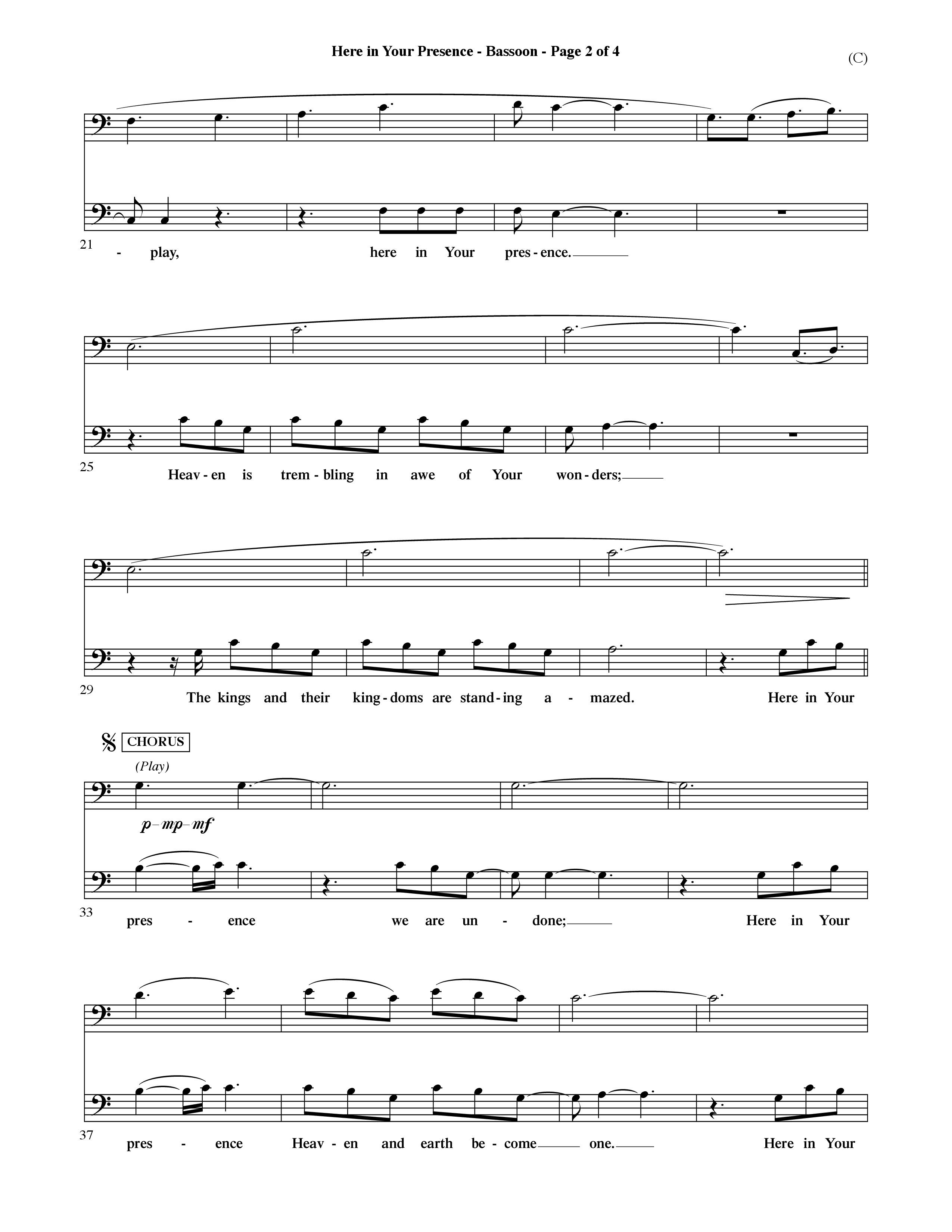 Here In Your Presence (Choral Anthem SATB) Bassoon (Word Music Choral / Orch. David McKay)