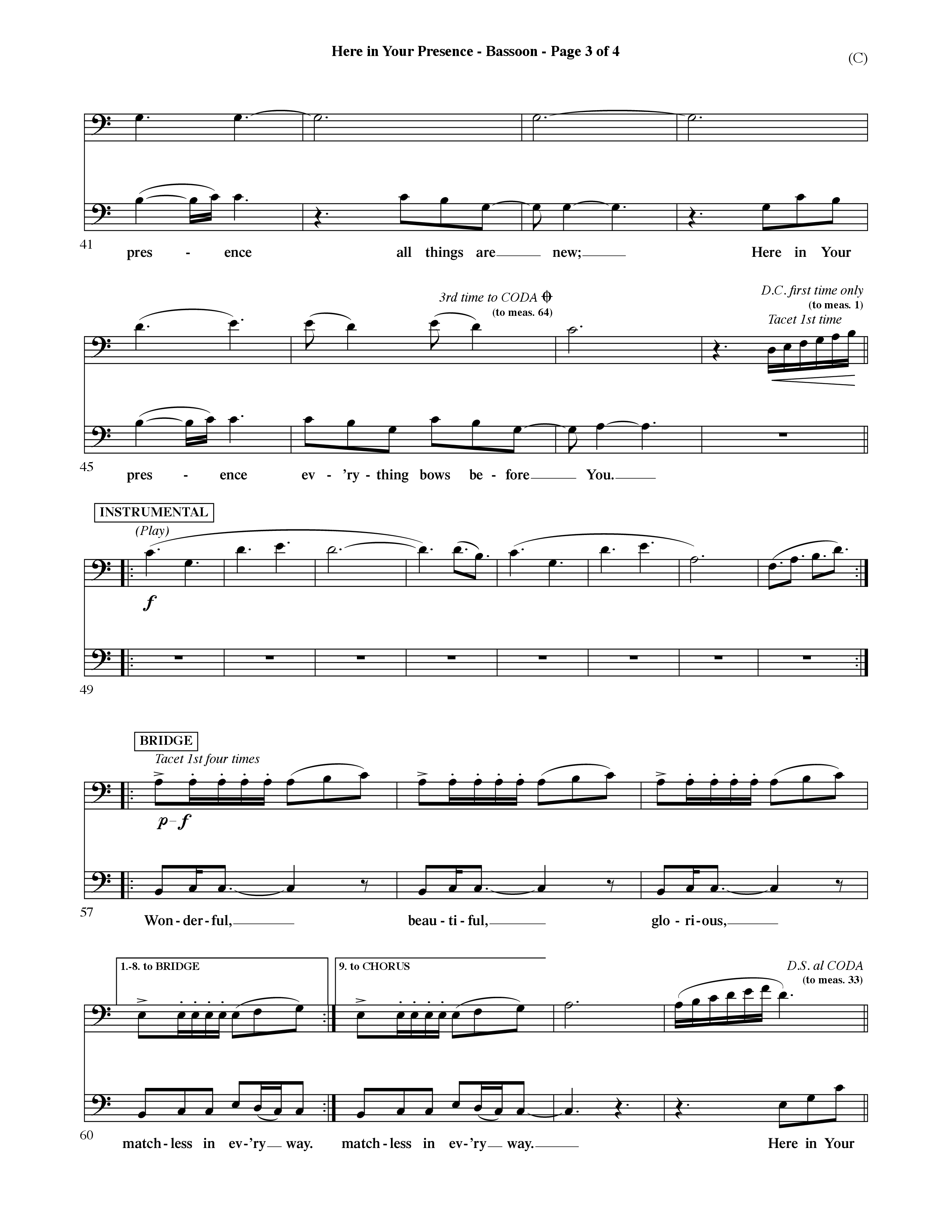 Here In Your Presence (Choral Anthem SATB) Bassoon (Word Music Choral / Orch. David McKay)