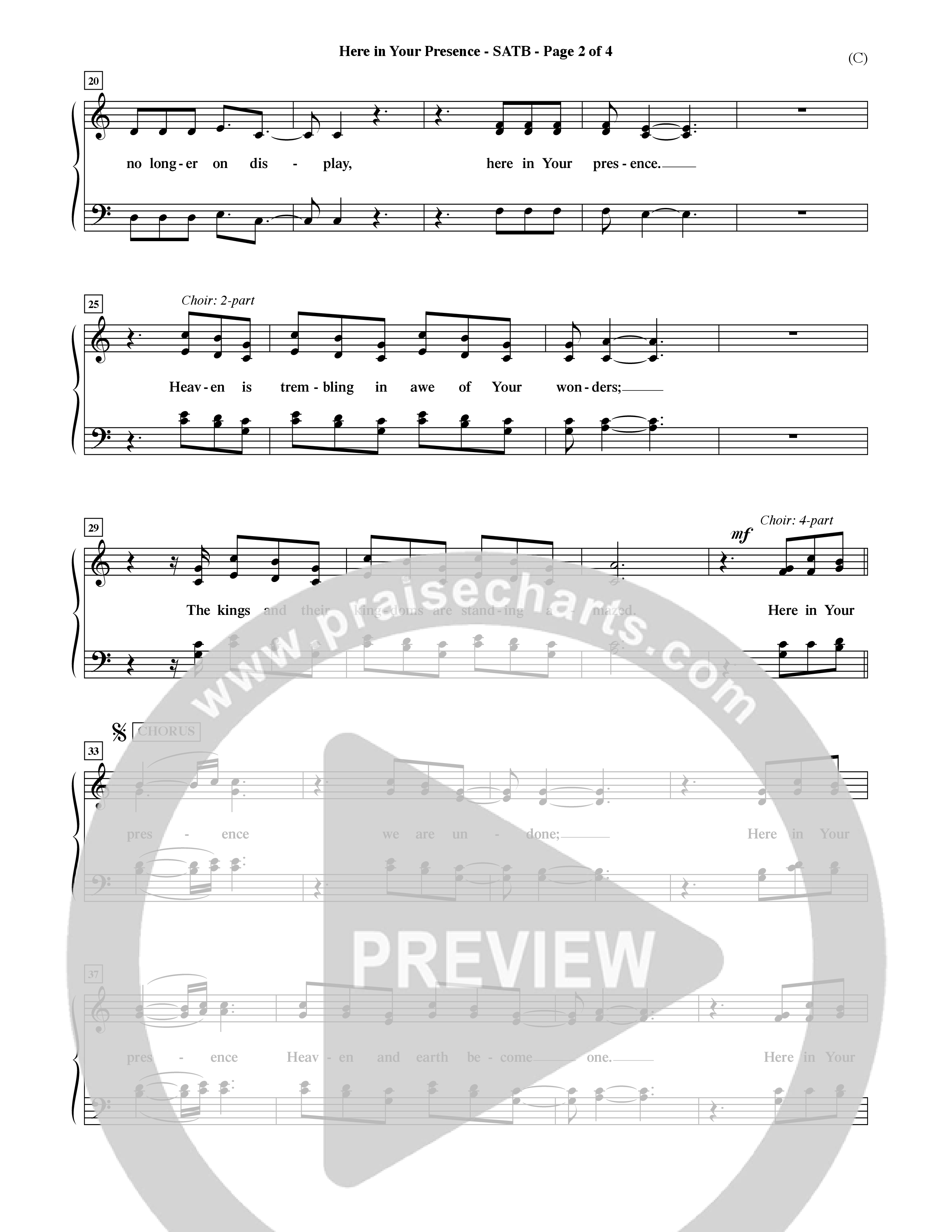 Here In Your Presence (Choral Anthem SATB) Choir Sheet (SATB) (Word Music Choral / Orch. David McKay)