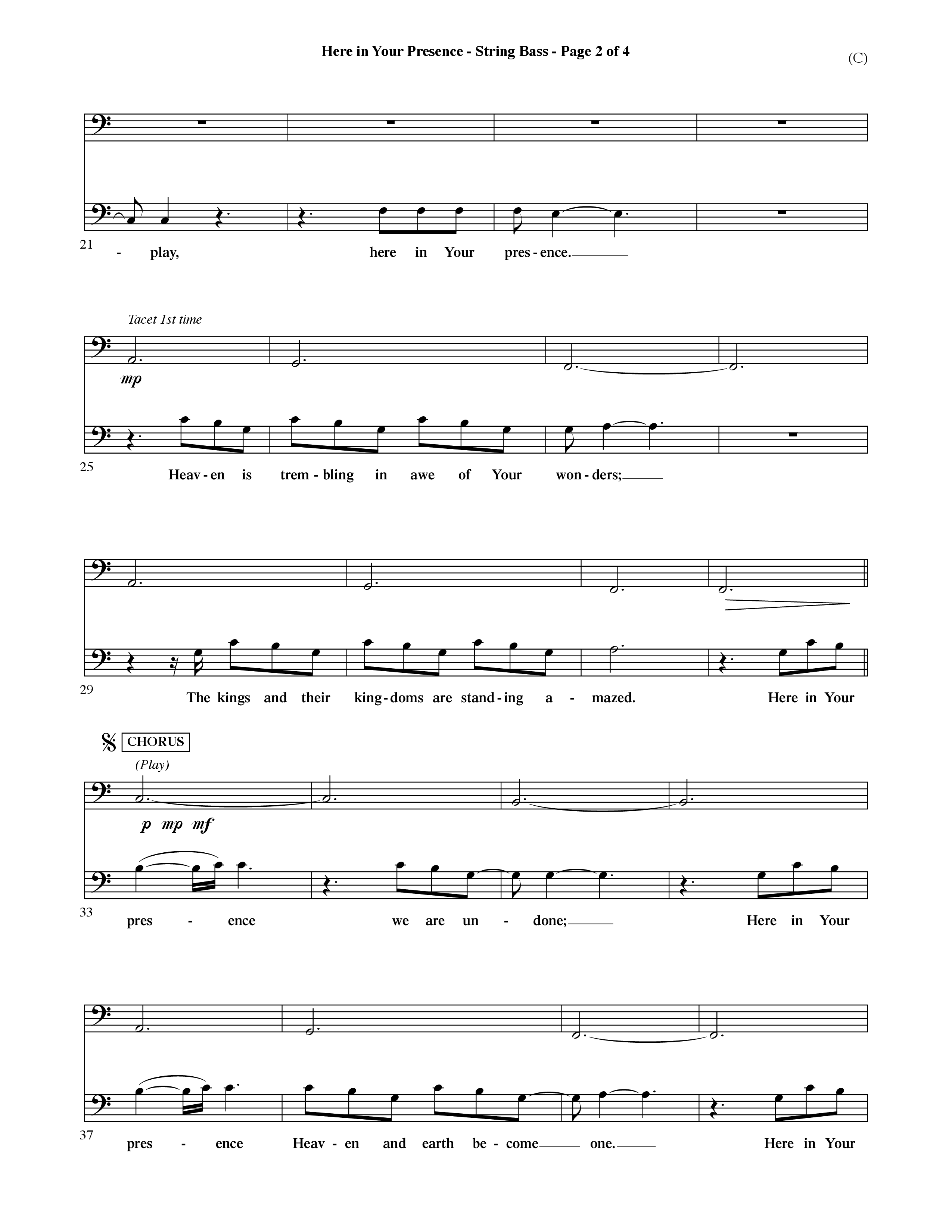 Here In Your Presence (Choral Anthem SATB) Double Bass (Word Music Choral / Orch. David McKay)