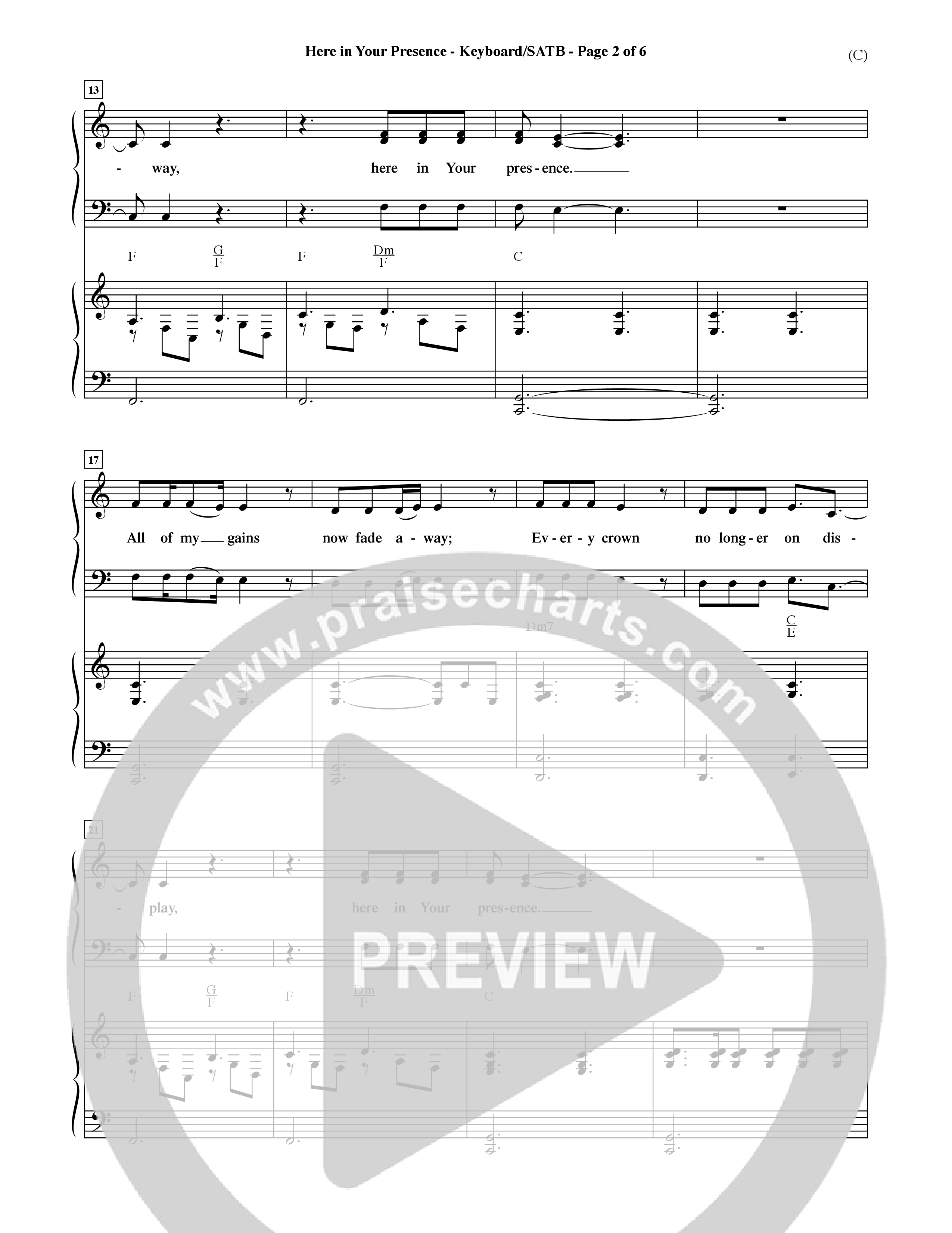Here In Your Presence (Choral Anthem SATB) Keyboard/Vocal (SATB) (Word Music Choral / Orch. David McKay)