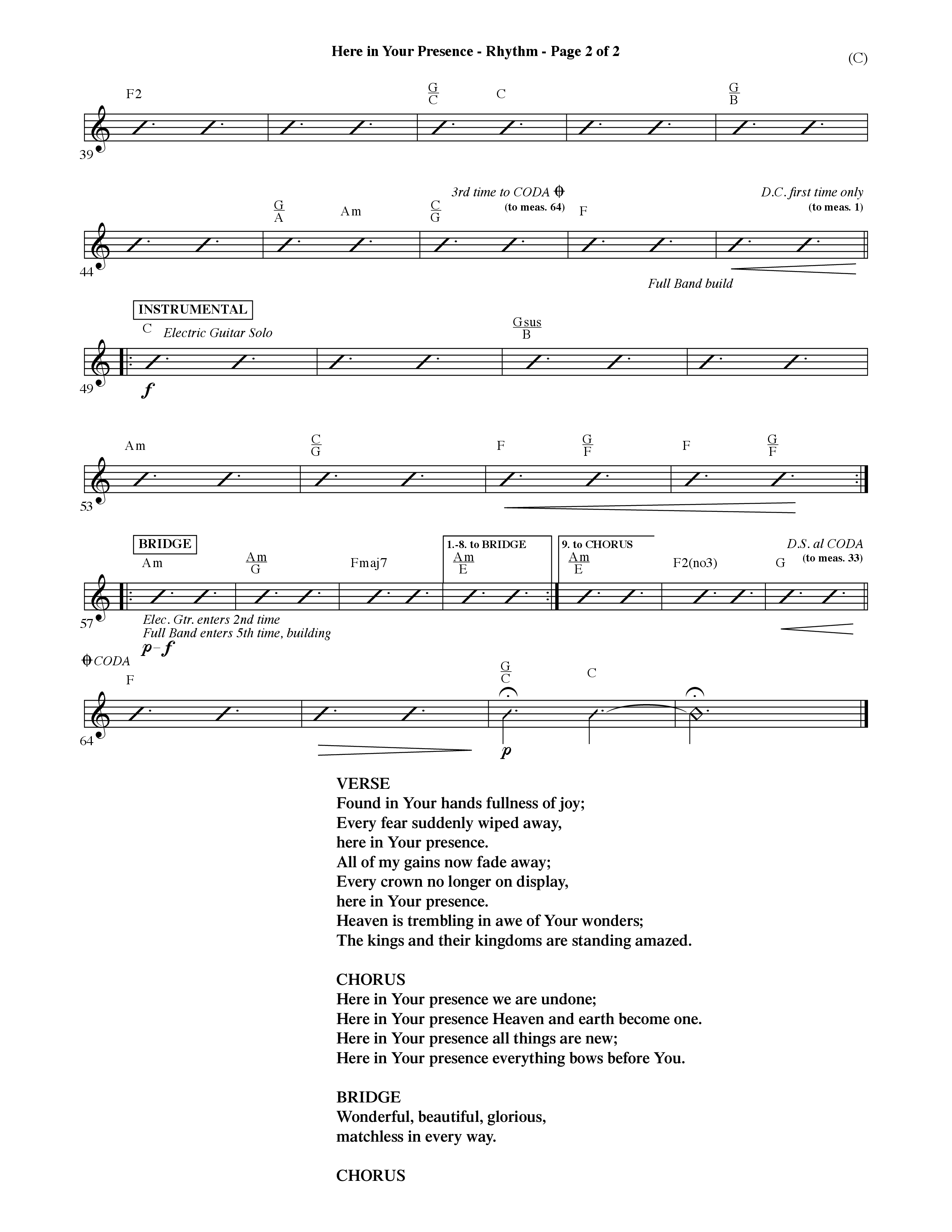 Here In Your Presence (Choral Anthem SATB) Rhythm Chart (Word Music Choral / Orch. David McKay)