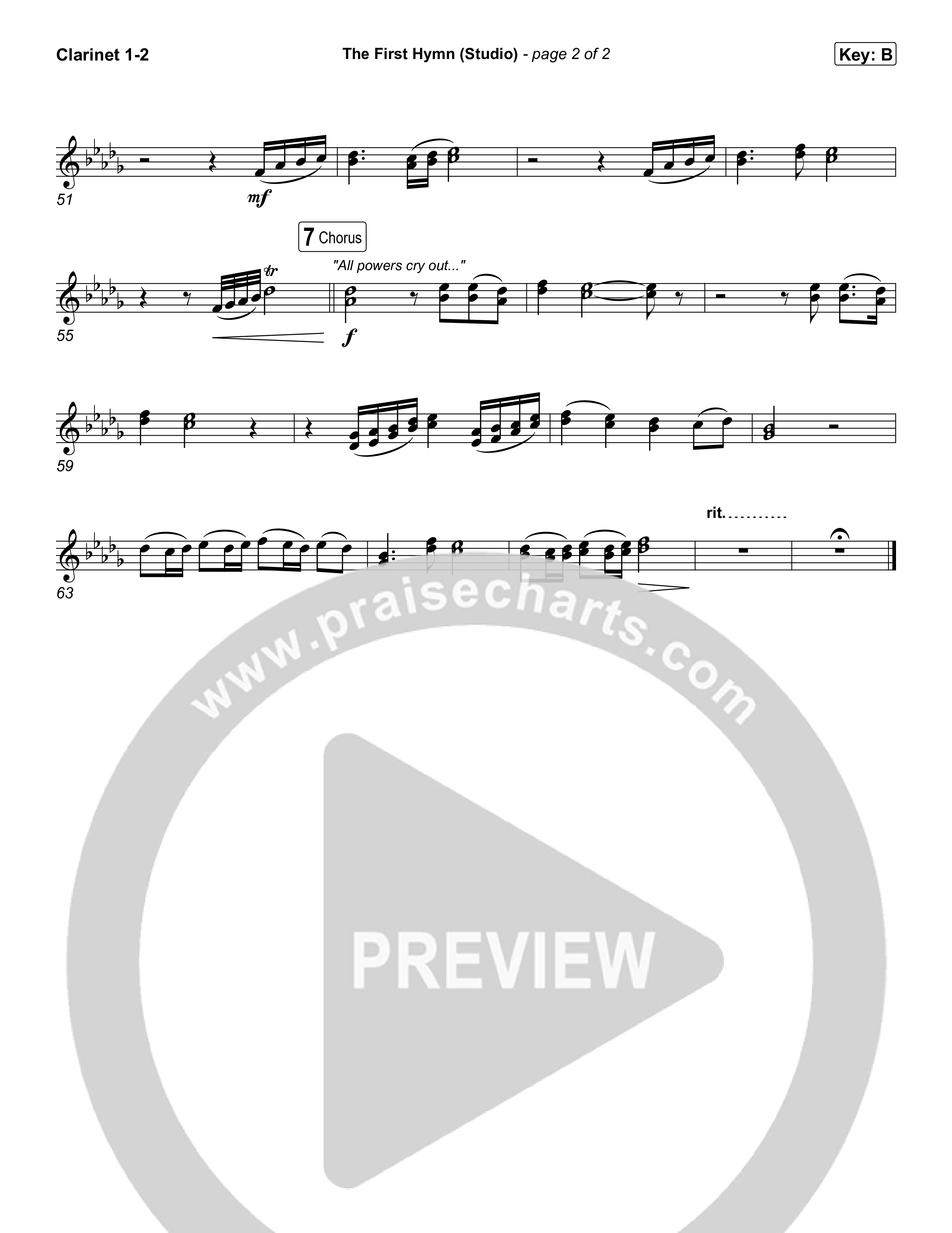 The First Hymn (Choral Anthem SATB) Clarinet 1,2 (Chris Tofilon / Ben Fielding / Arr. Luke Gambill)