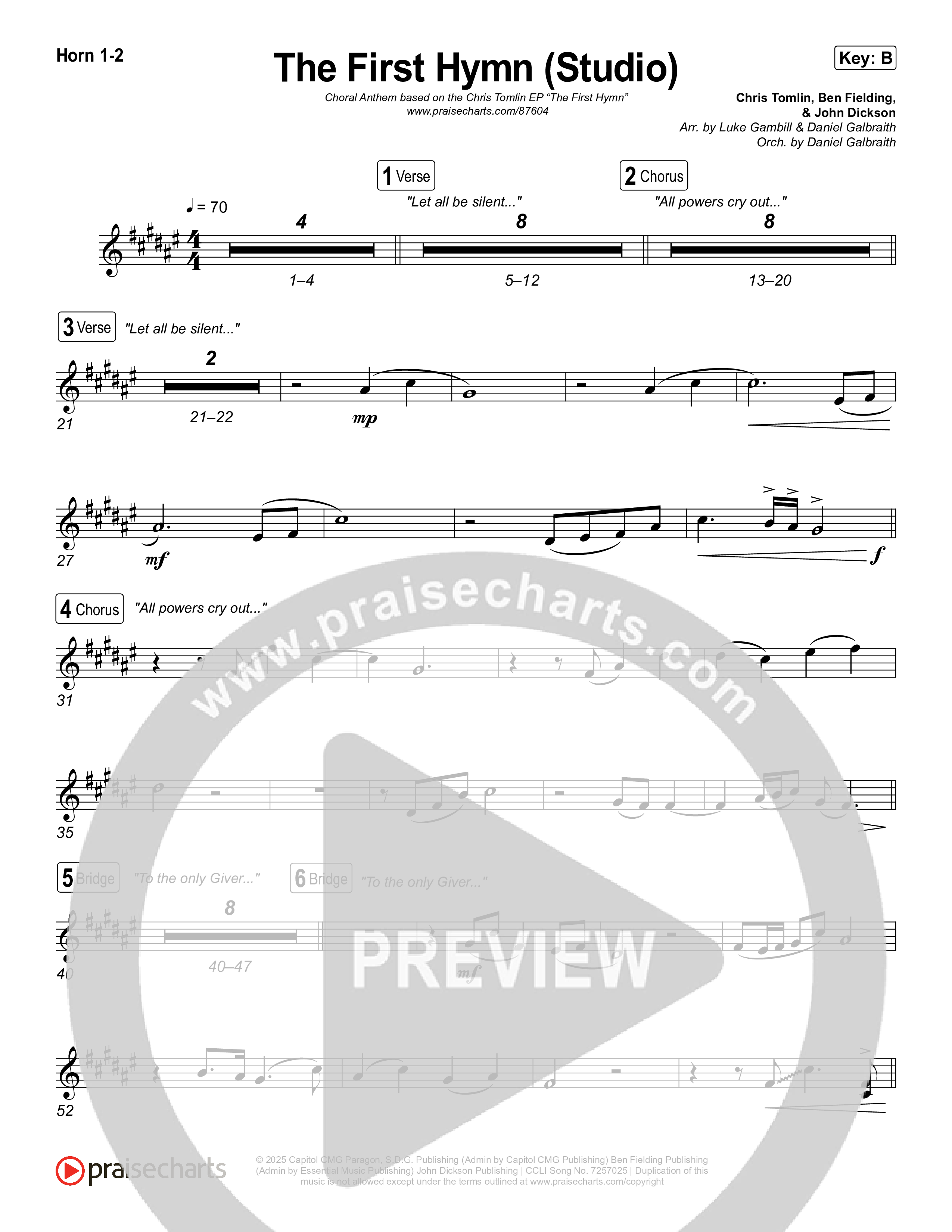 The First Hymn (Choral Anthem SATB) Brass Pack (Chris Tofilon / Ben Fielding / Arr. Luke Gambill)