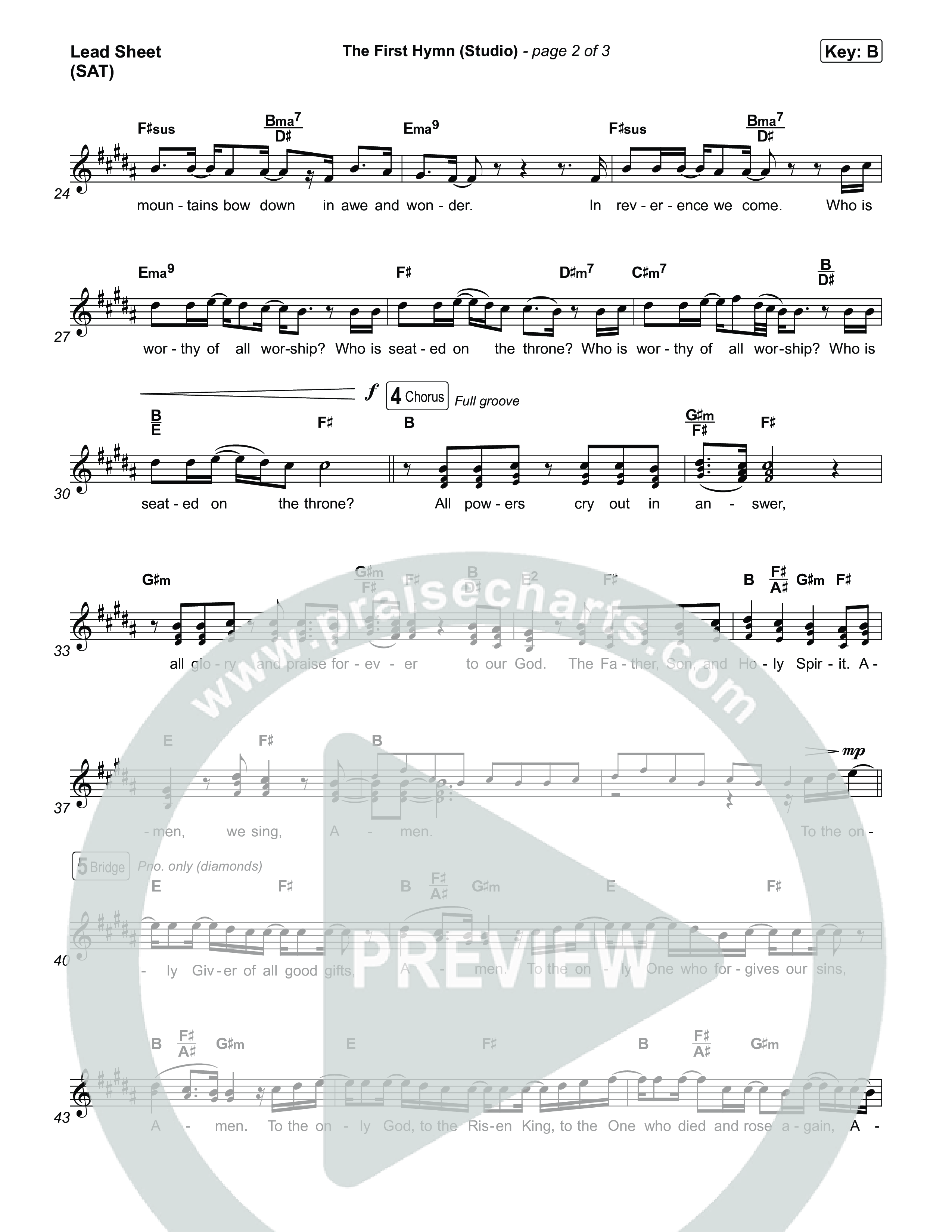 The First Hymn (Choral Anthem SATB) Lead Sheet (SAT) (Chris Tofilon / Ben Fielding / Arr. Luke Gambill)