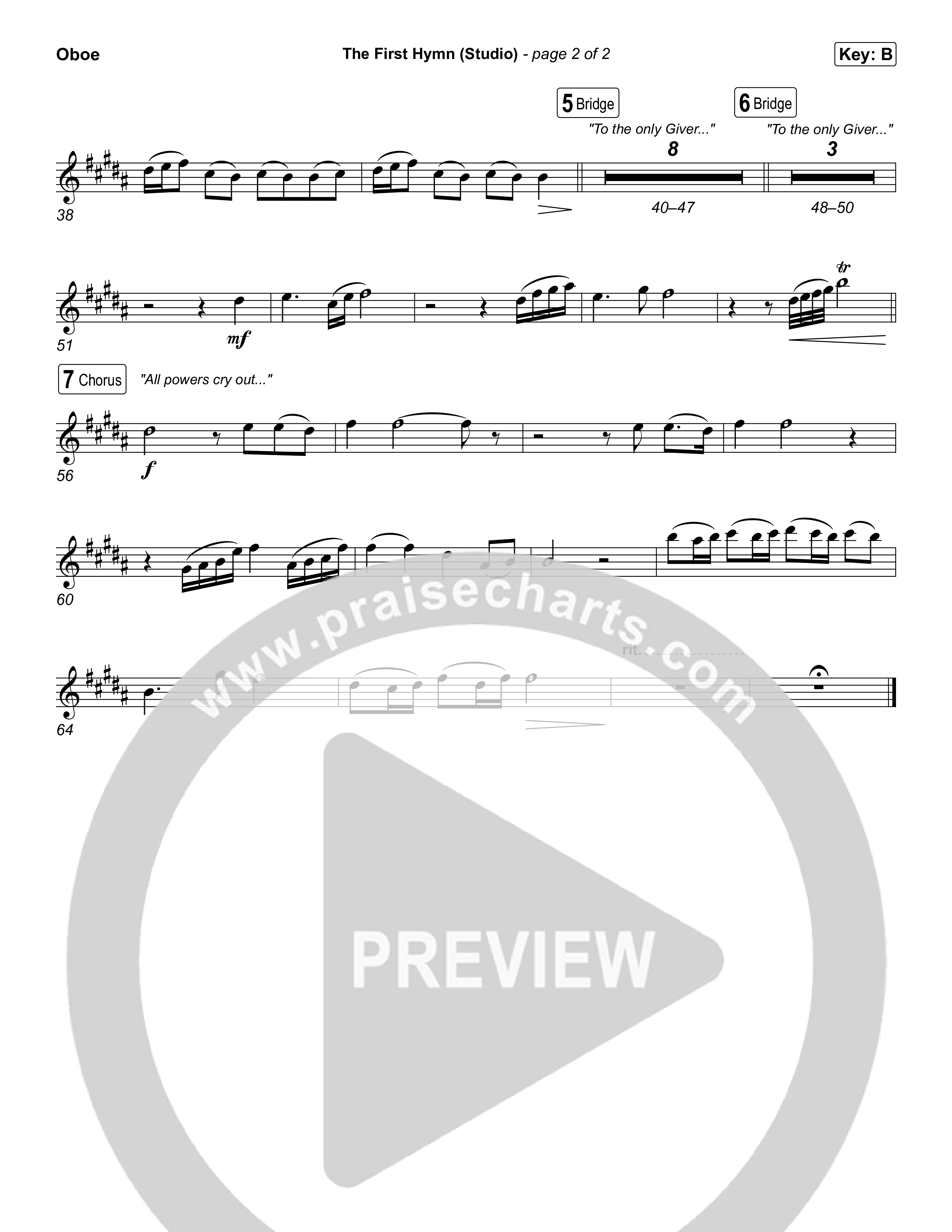 The First Hymn (Choral Anthem SATB) Oboe (Chris Tofilon / Ben Fielding / Arr. Luke Gambill)