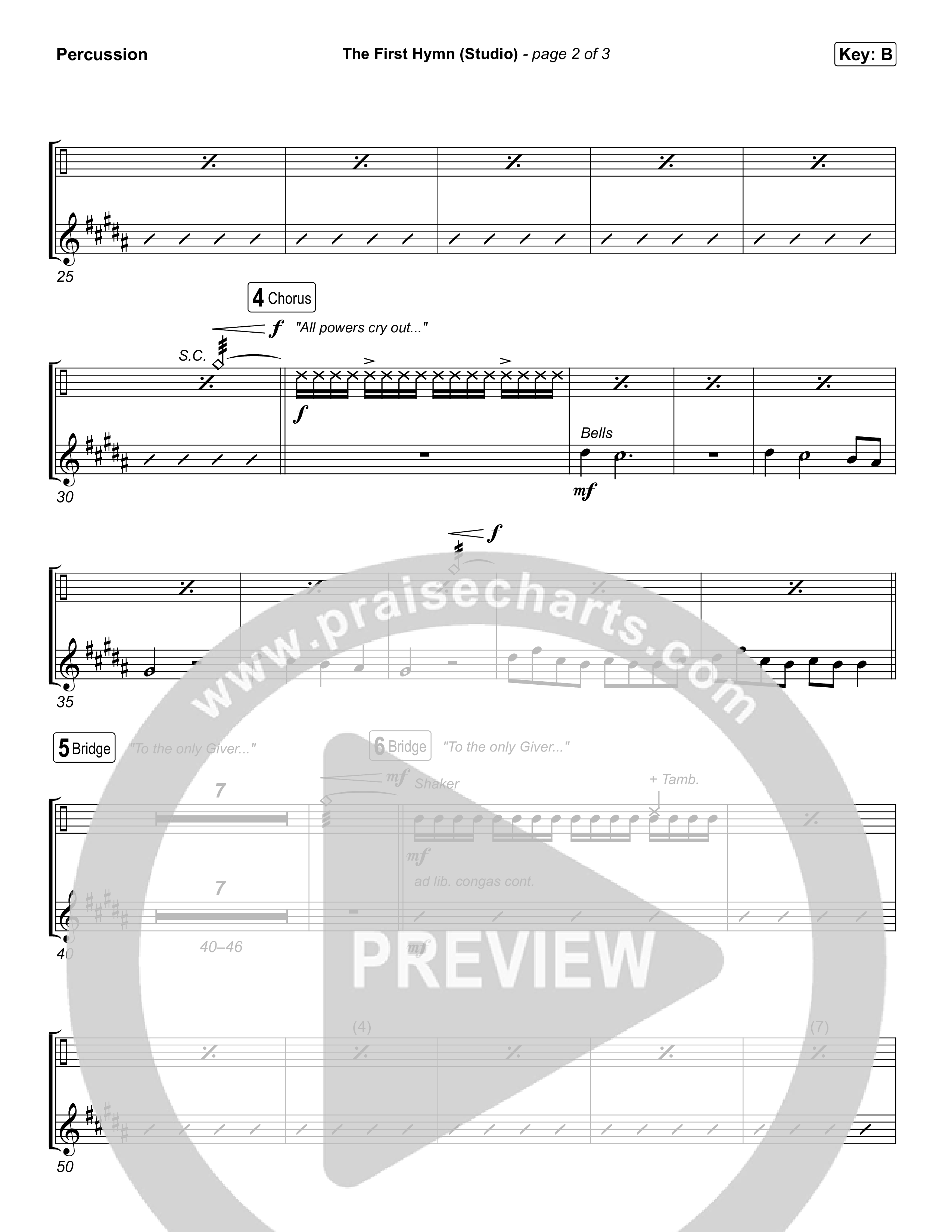 The First Hymn (Choral Anthem SATB) Percussion (Chris Tofilon / Ben Fielding / Arr. Luke Gambill)