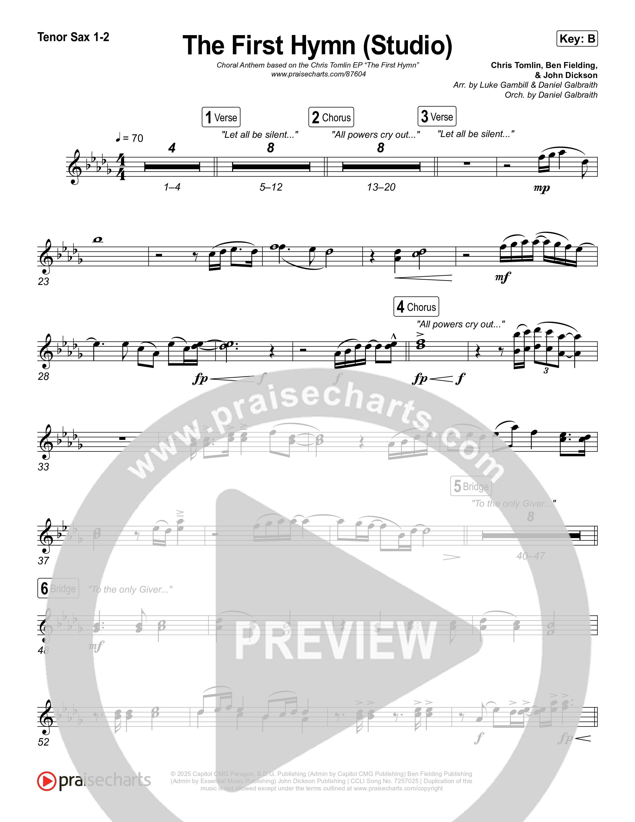 The First Hymn (Choral Anthem SATB) Sax Pack (Chris Tofilon / Ben Fielding / Arr. Luke Gambill)