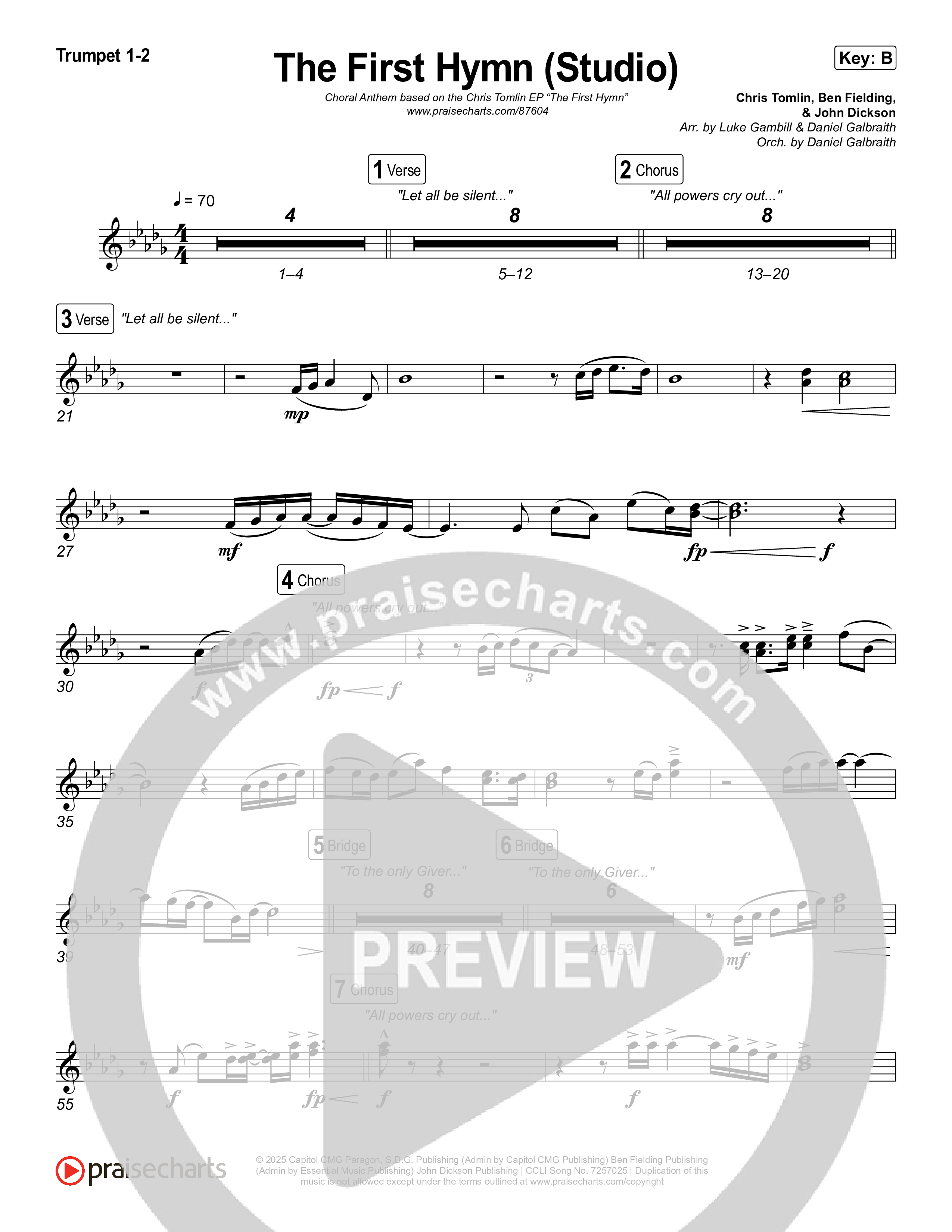 The First Hymn (Choral Anthem SATB) Brass Pack (Chris Tofilon / Ben Fielding / Arr. Luke Gambill)