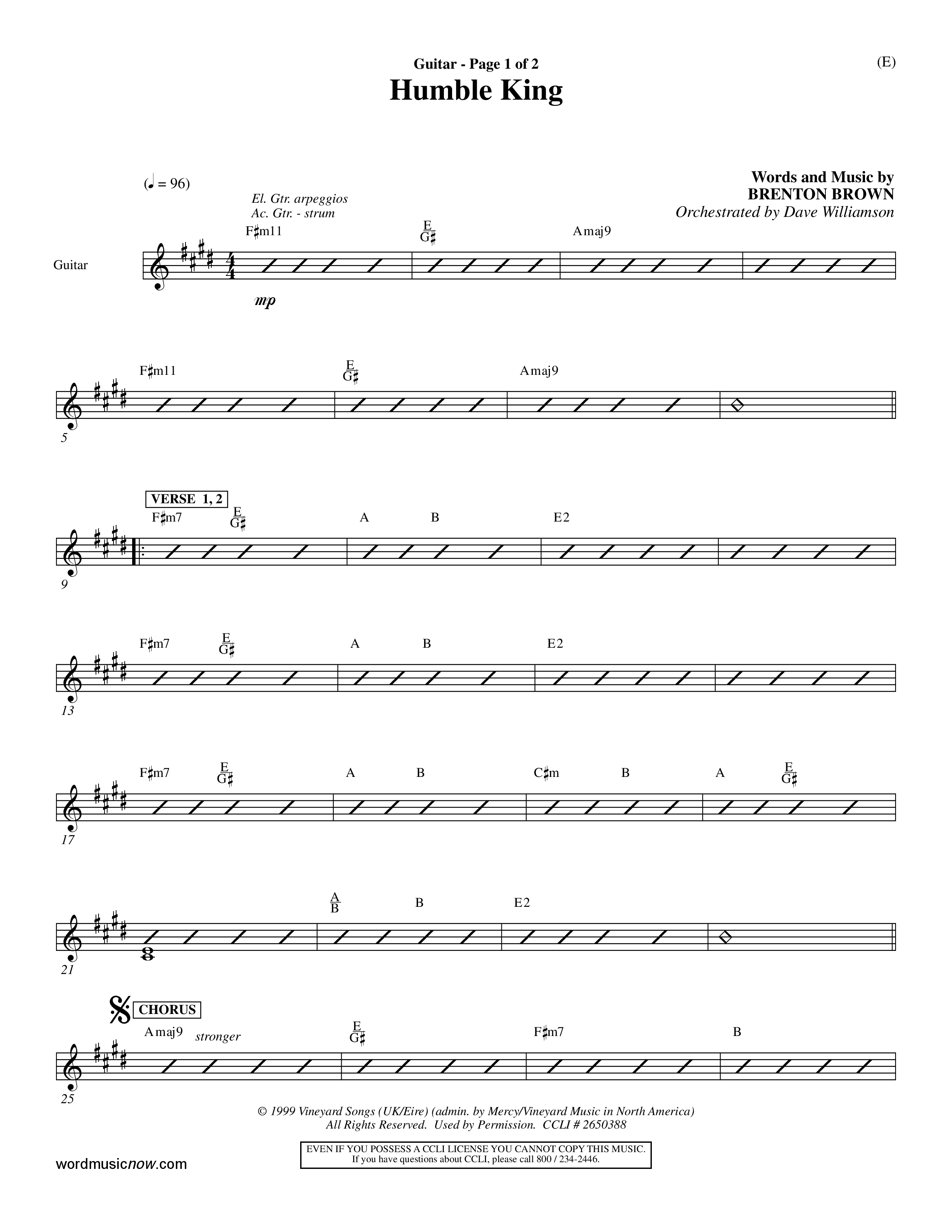 Humble King (Choral Anthem SATB) Acoustic Guitar (Word Music Choral / Orch. Dave Williamson)