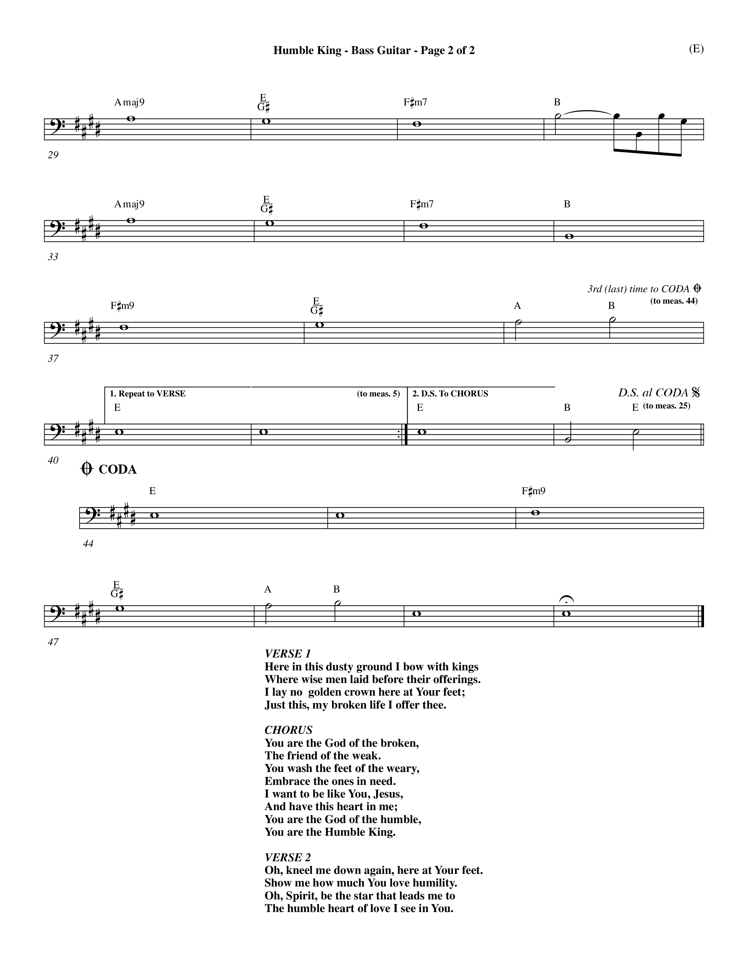 Humble King (Choral Anthem SATB) Bass Guitar (Word Music Choral / Orch. Dave Williamson)