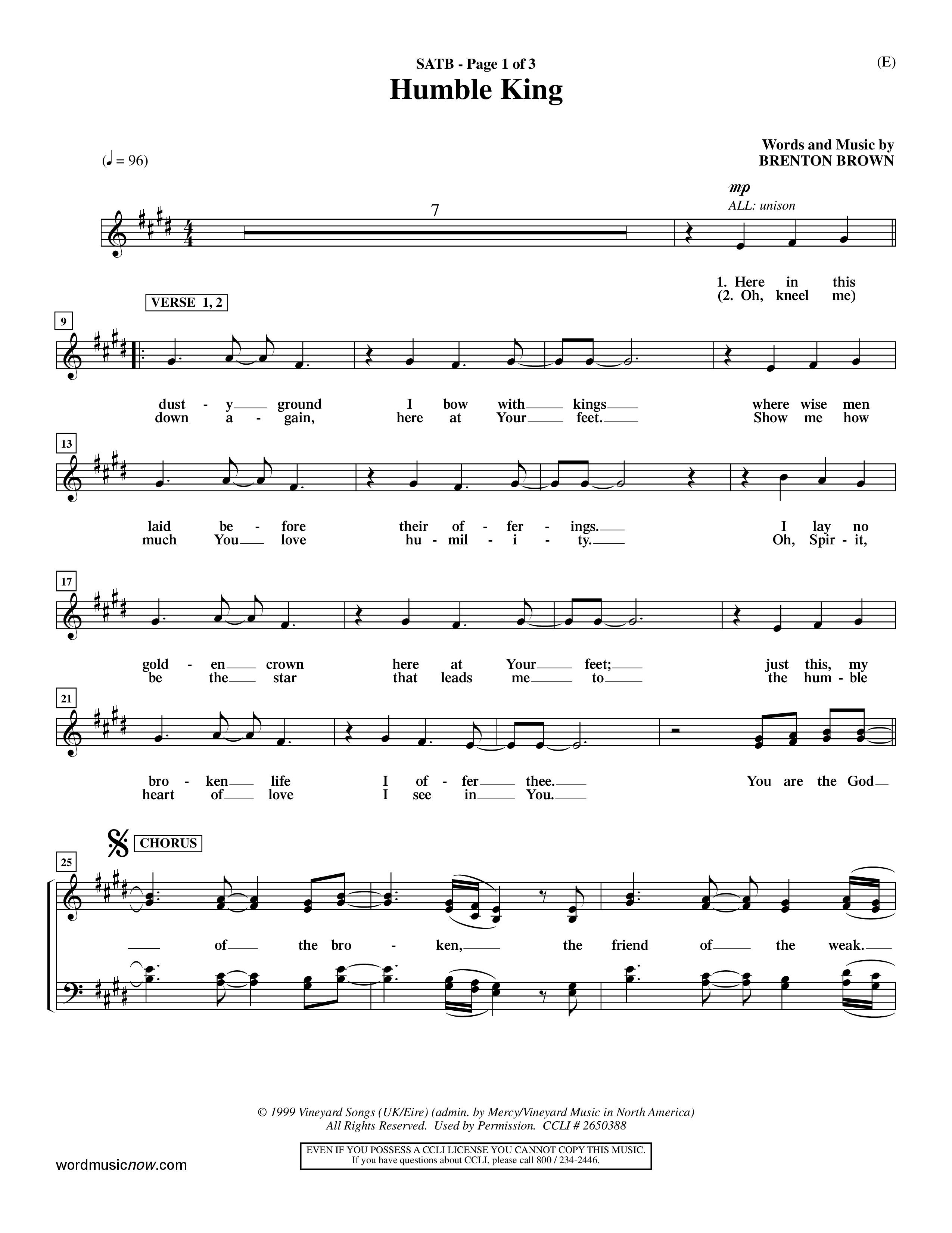 Humble King (Choral Anthem SATB) Choir Sheet (SATB) (Word Music Choral / Orch. Dave Williamson)