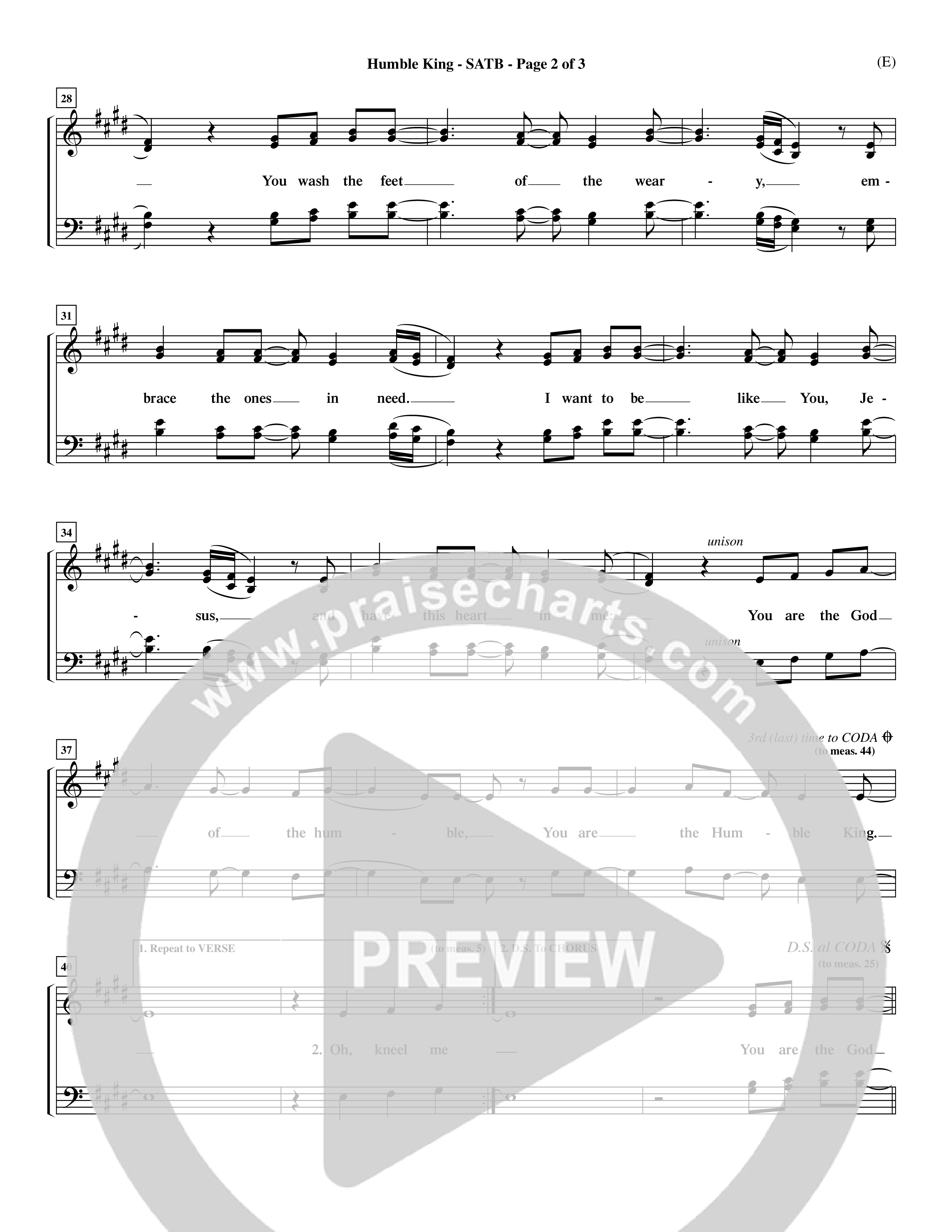 Humble King (Choral Anthem SATB) Choir Sheet (SATB) (Word Music Choral / Orch. Dave Williamson)