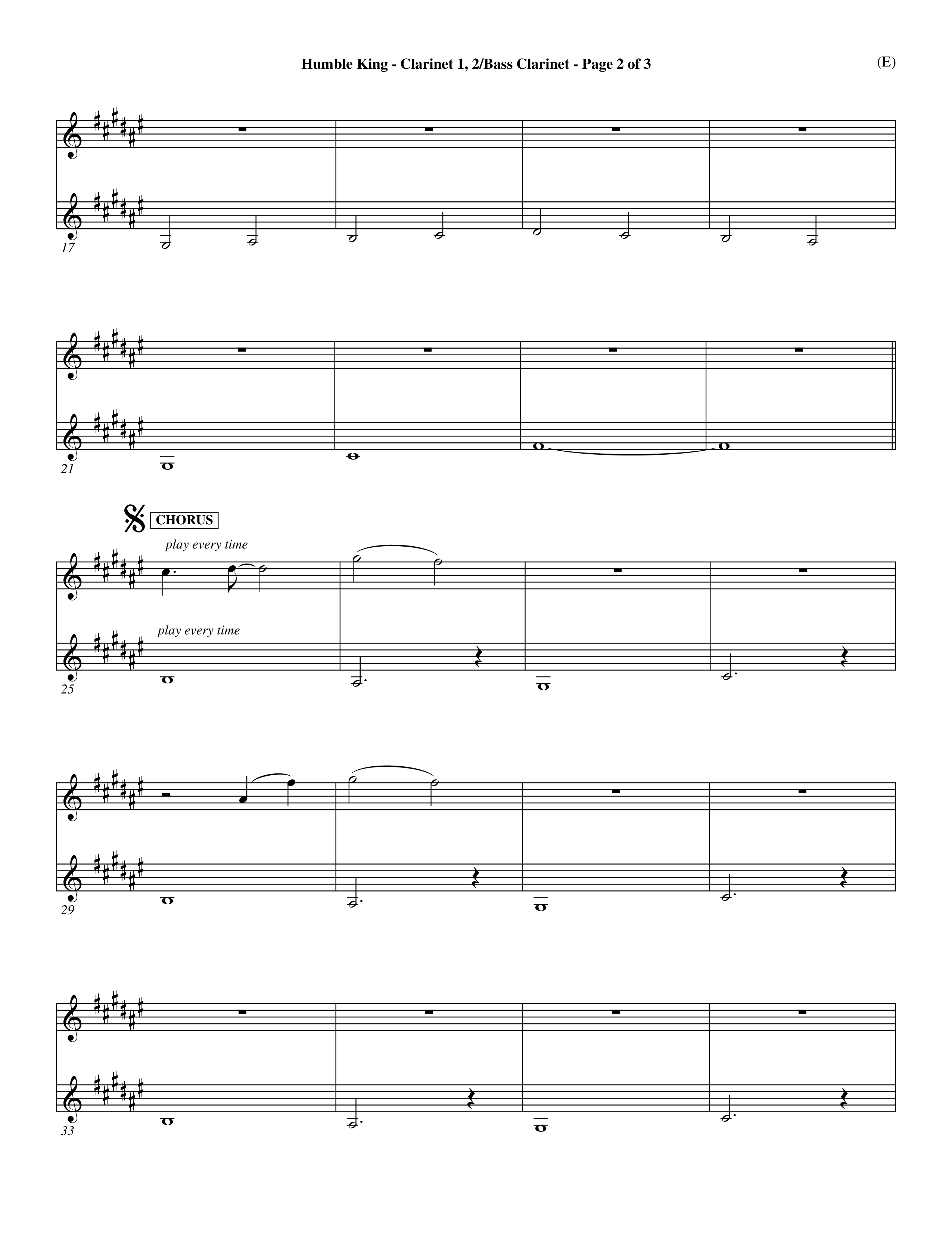 Humble King (Choral Anthem SATB) Clarinet 1/2, Bass Clarinet (Word Music Choral / Orch. Dave Williamson)