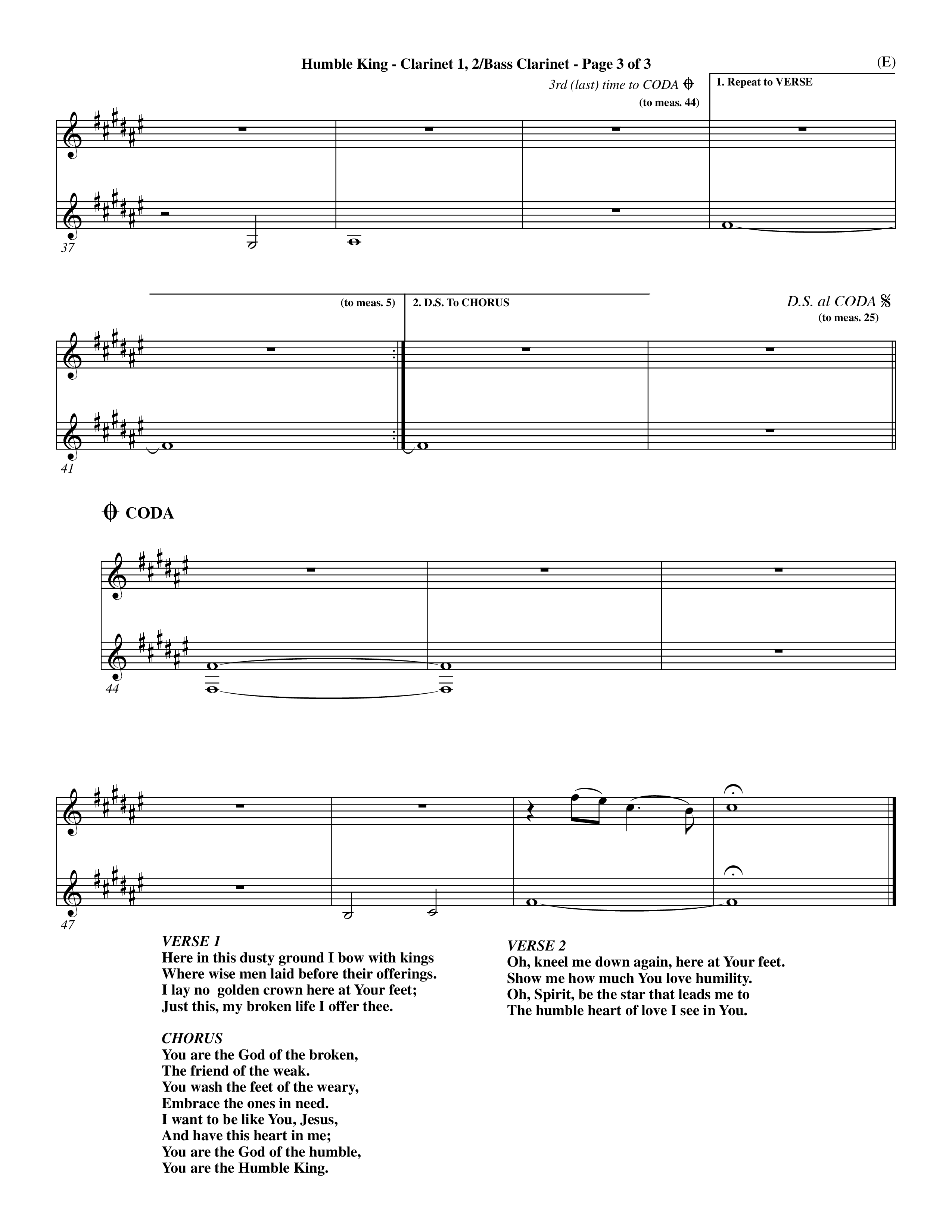 Humble King (Choral Anthem SATB) Clarinet 1/2, Bass Clarinet (Word Music Choral / Orch. Dave Williamson)