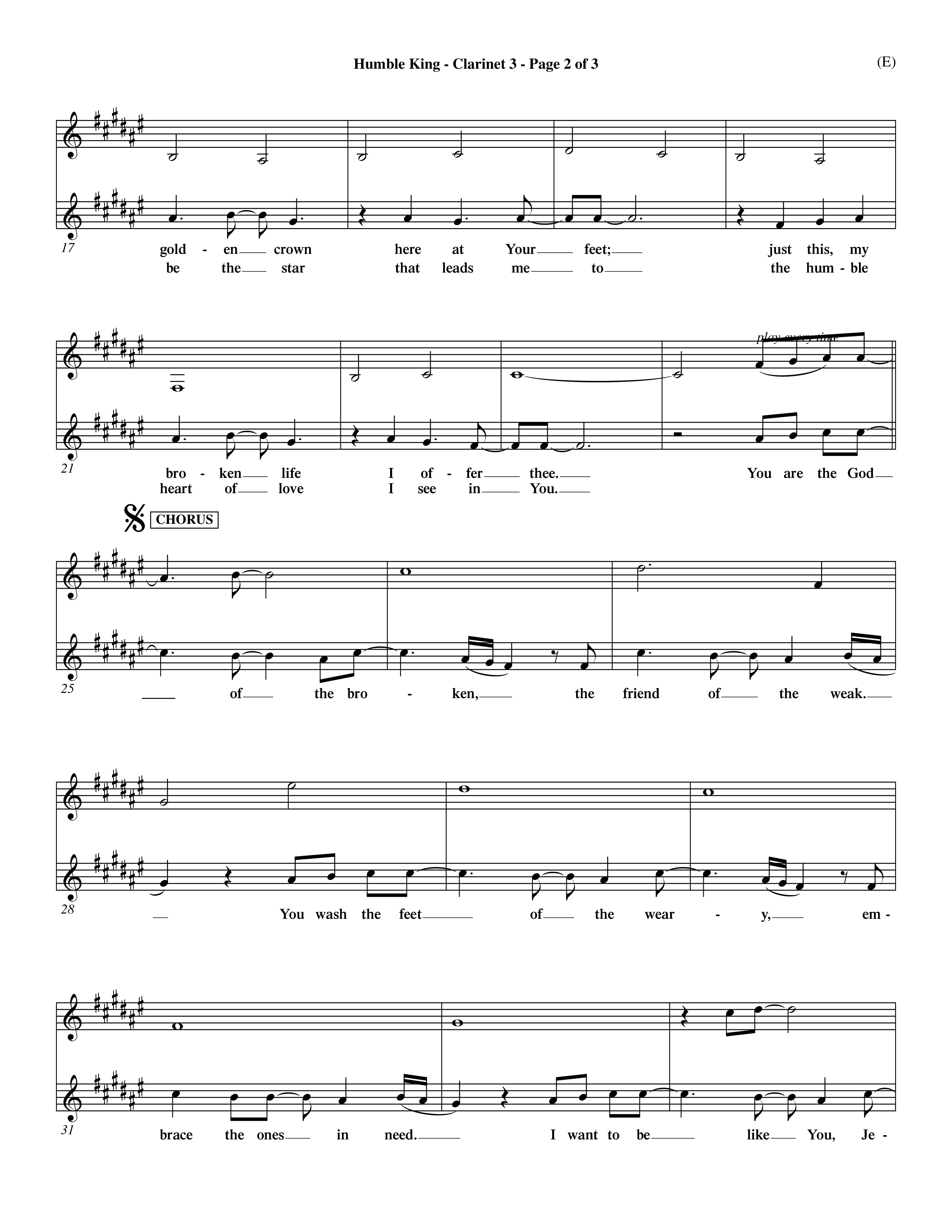 Humble King (Choral Anthem SATB) Clarinet 3 (Word Music Choral / Orch. Dave Williamson)