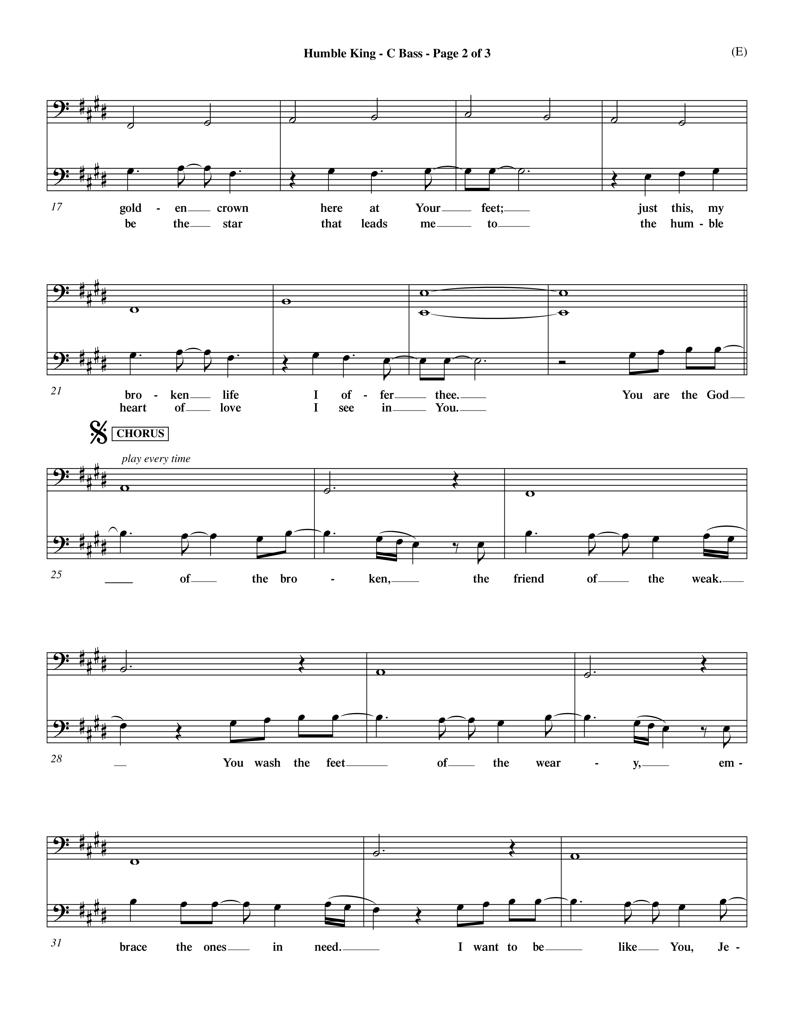 Humble King (Choral Anthem SATB) Contrabass (Word Music Choral / Orch. Dave Williamson)
