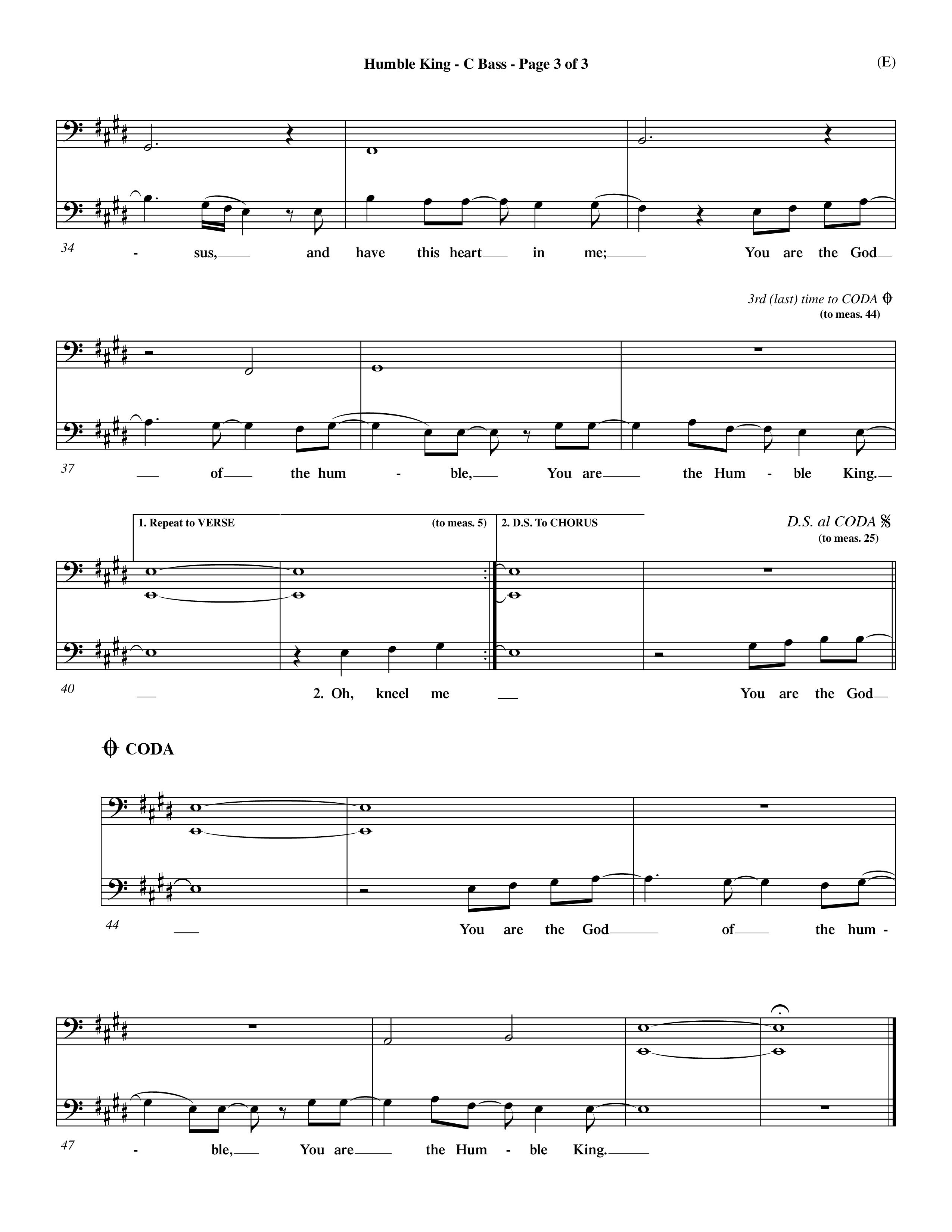 Humble King (Choral Anthem SATB) Contrabass (Word Music Choral / Orch. Dave Williamson)