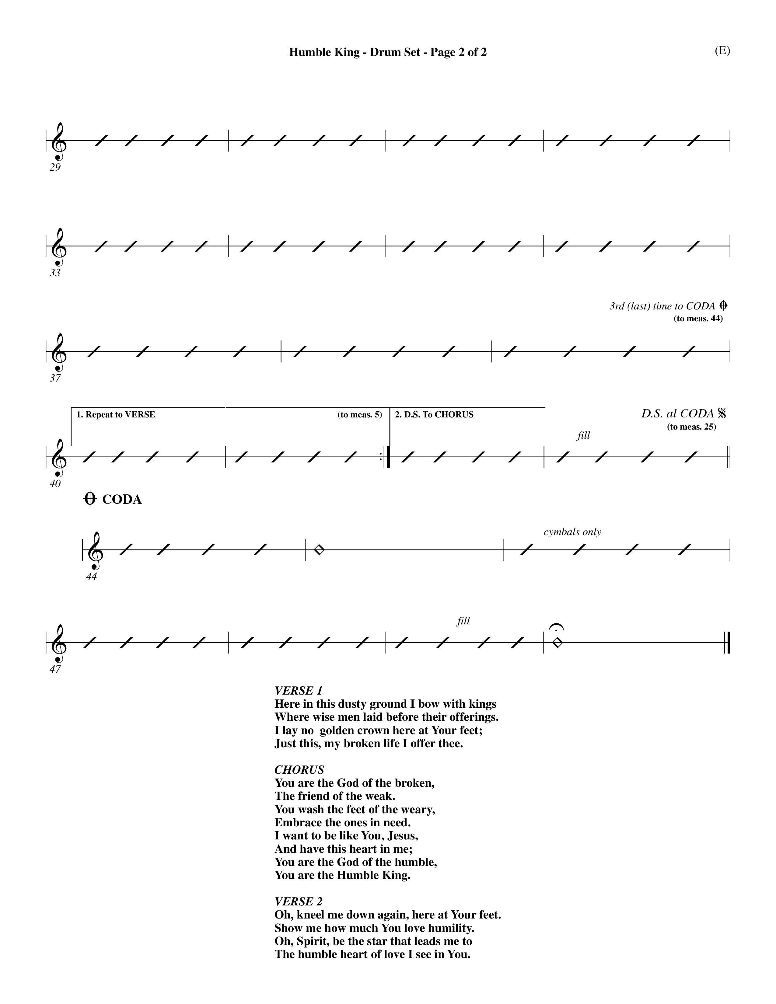 Humble King (Choral Anthem SATB) Drum Set (Word Music Choral / Orch. Dave Williamson)