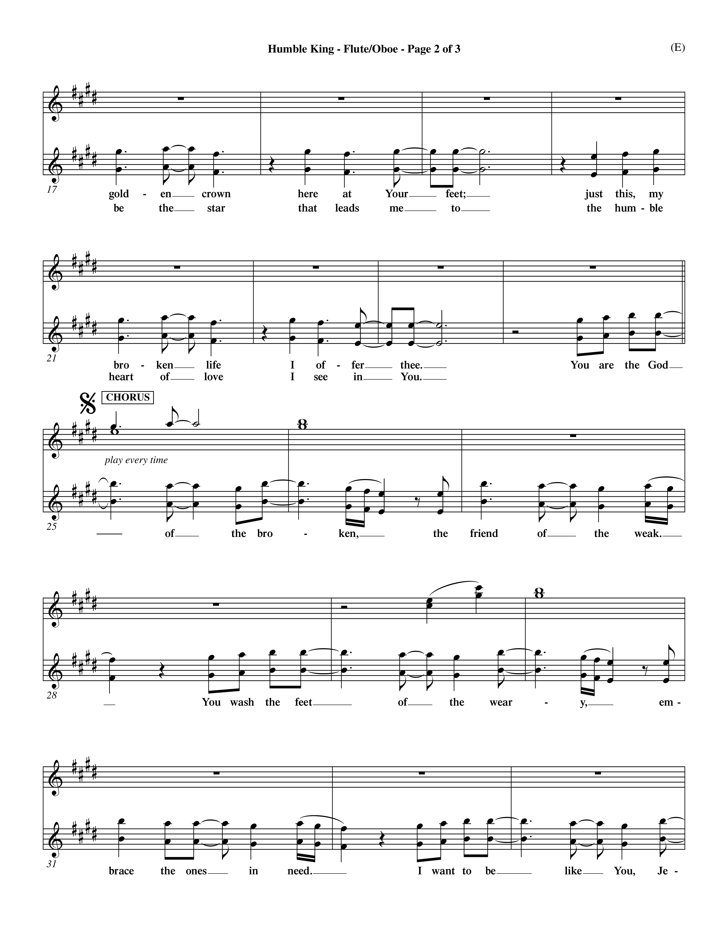 Humble King (Choral Anthem SATB) Flute/Oboe (Word Music Choral / Orch. Dave Williamson)